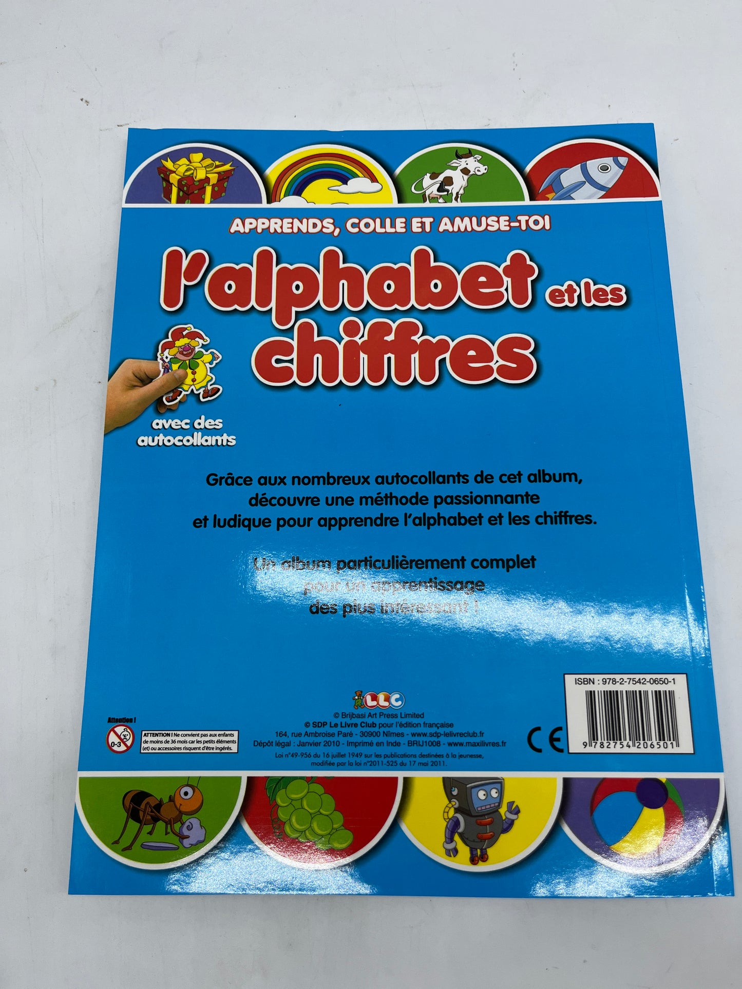 livre d’activité exercice Pour apprendre colle amuse toi l’alphabet et les chiffres avec ses autocollants Neuf
