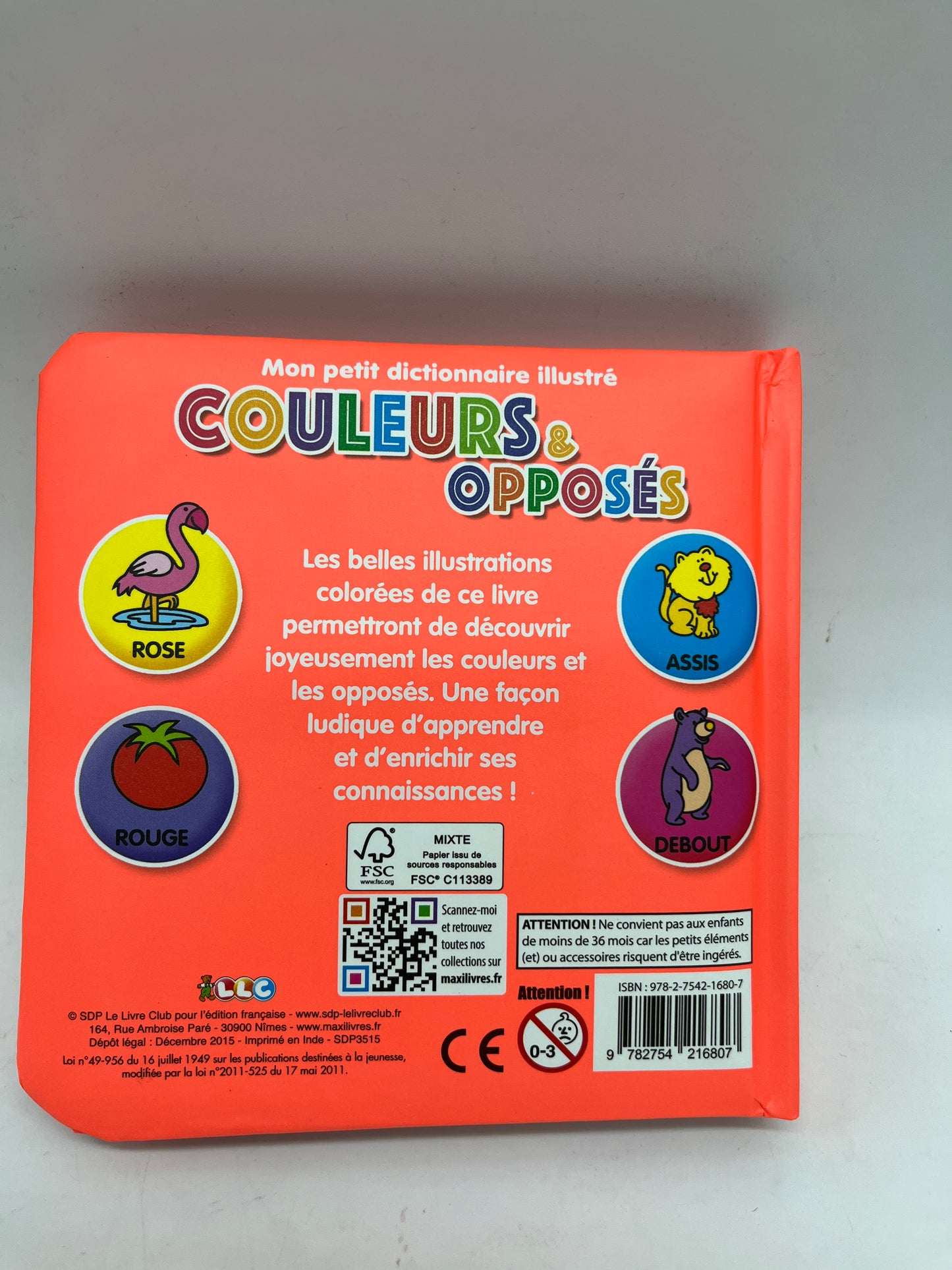 livre mon petit dictionnaire les couleurs et les opposés Neuf