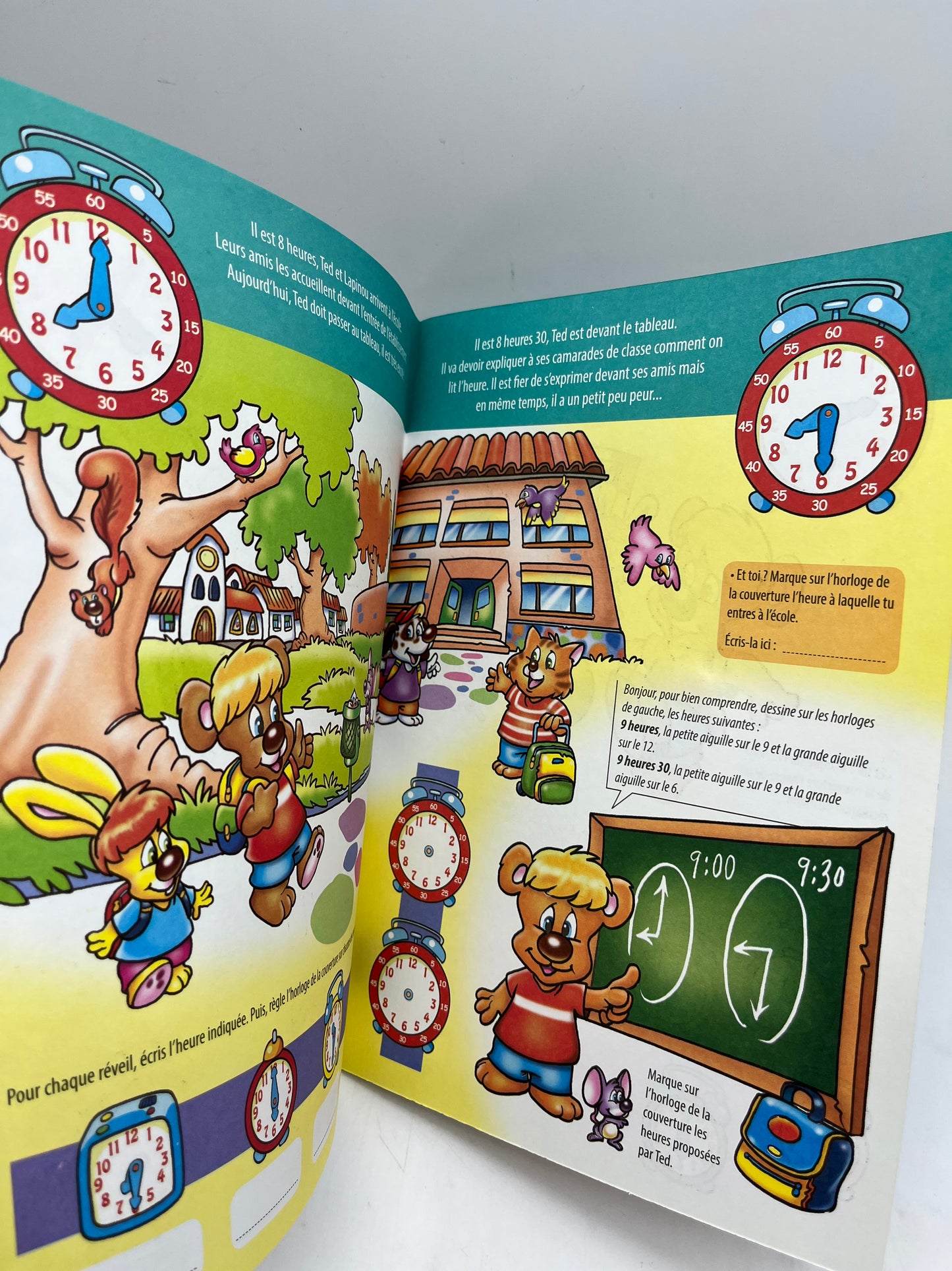 Livre d’activité exercice j'apprends à lire l’heure avec son horloge Neuf