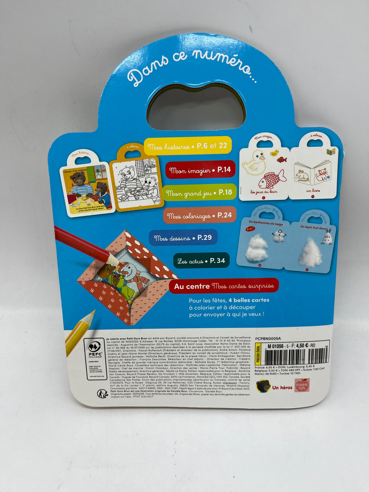 Livre d’activité Magazines Je colorie avec Petit ours brun thème carnaval avec ses crayons Neuf