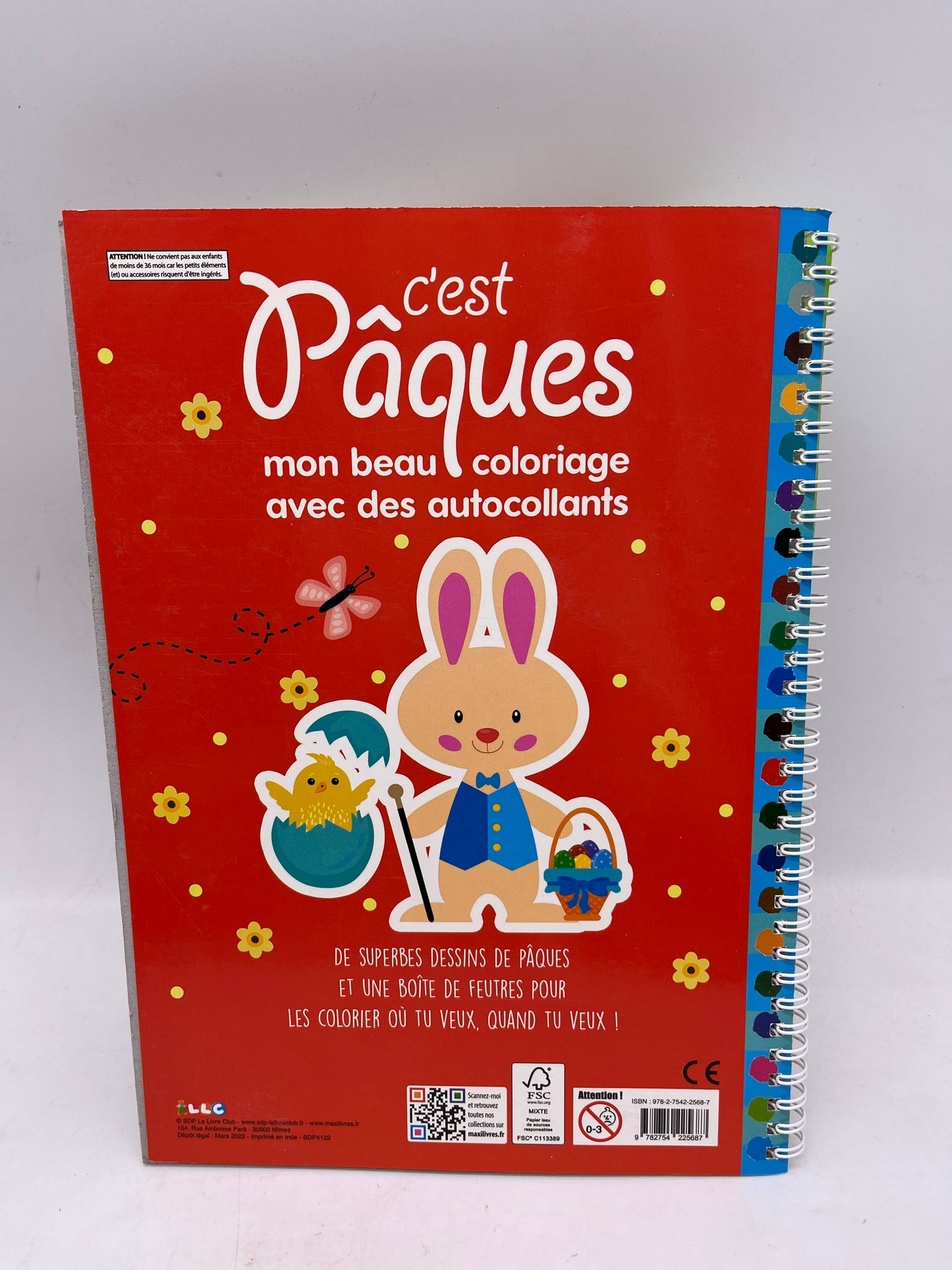 Livre d’activité C’est Pâques mon beau coloriage avec ces 4 feutres et gommettes Neuf
