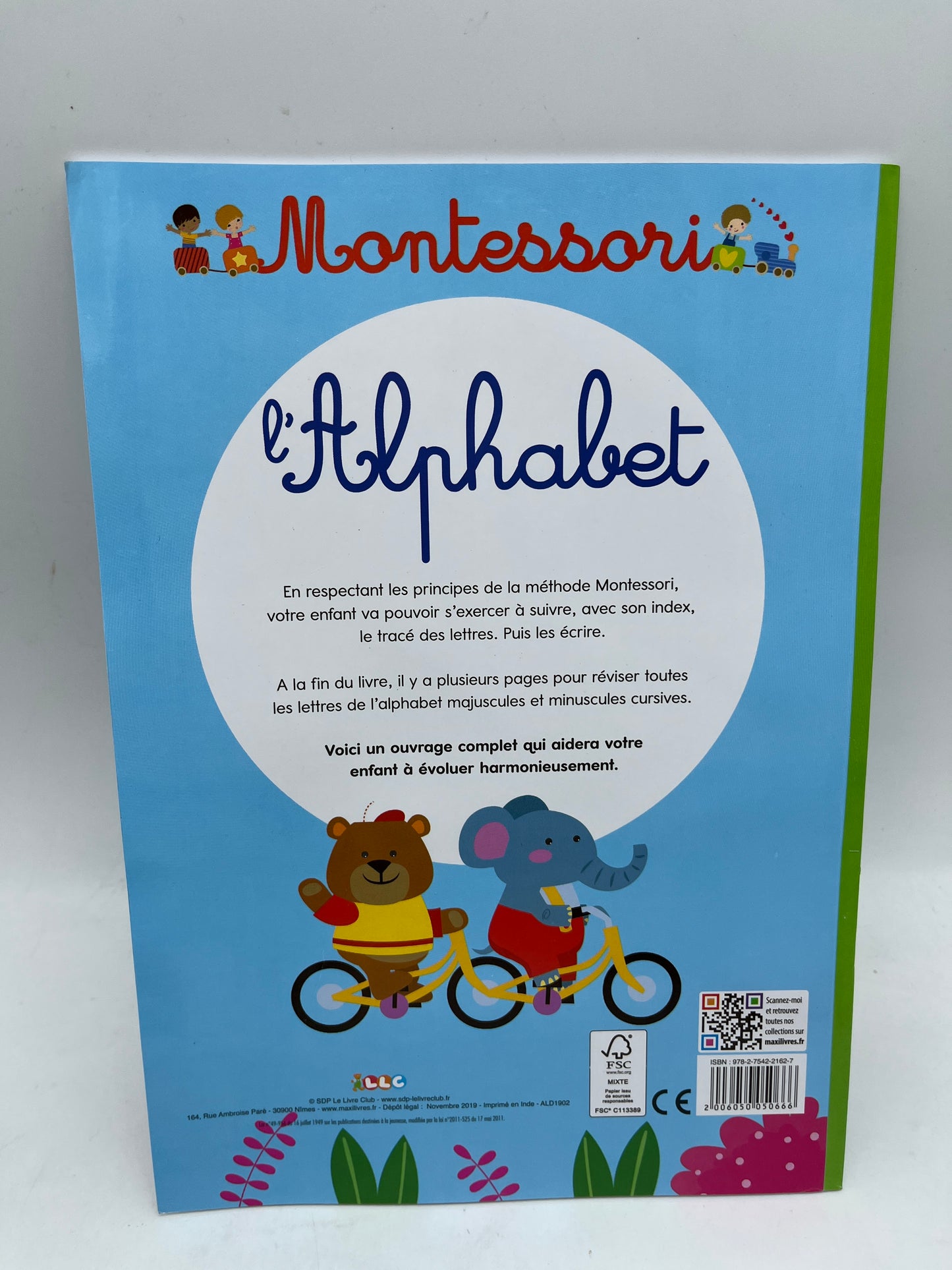 livre d’activité exercice Montessori thème l’alphabet Neuf