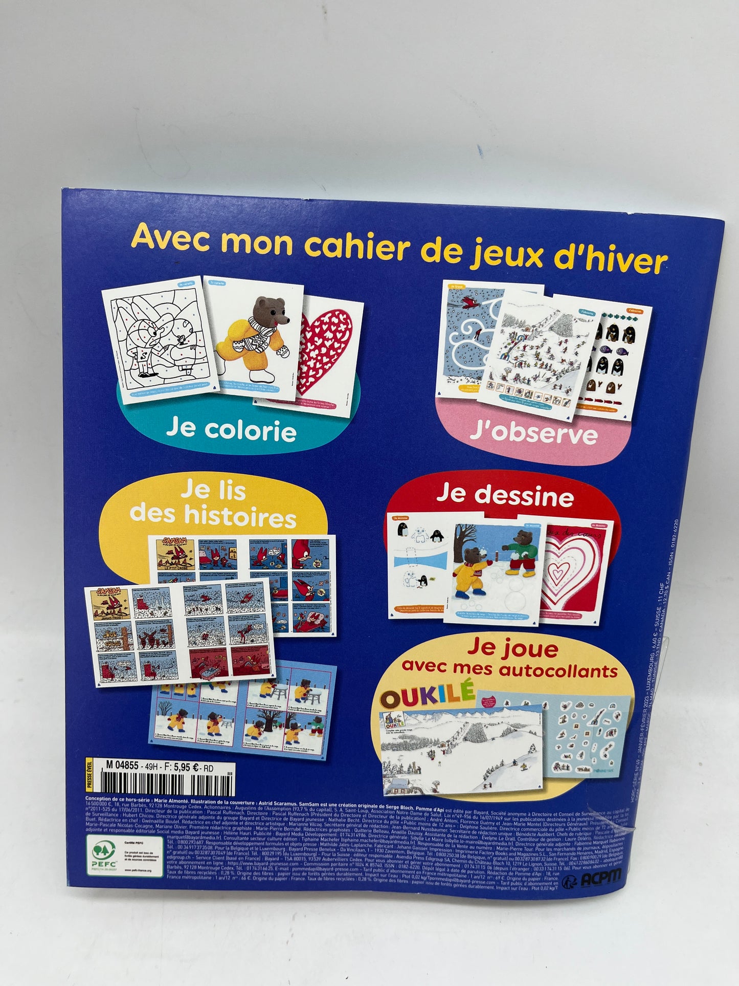 livre d’activite magazine Pomme d’api mon cahier de jeu Hiver Neuf avec ses crayons