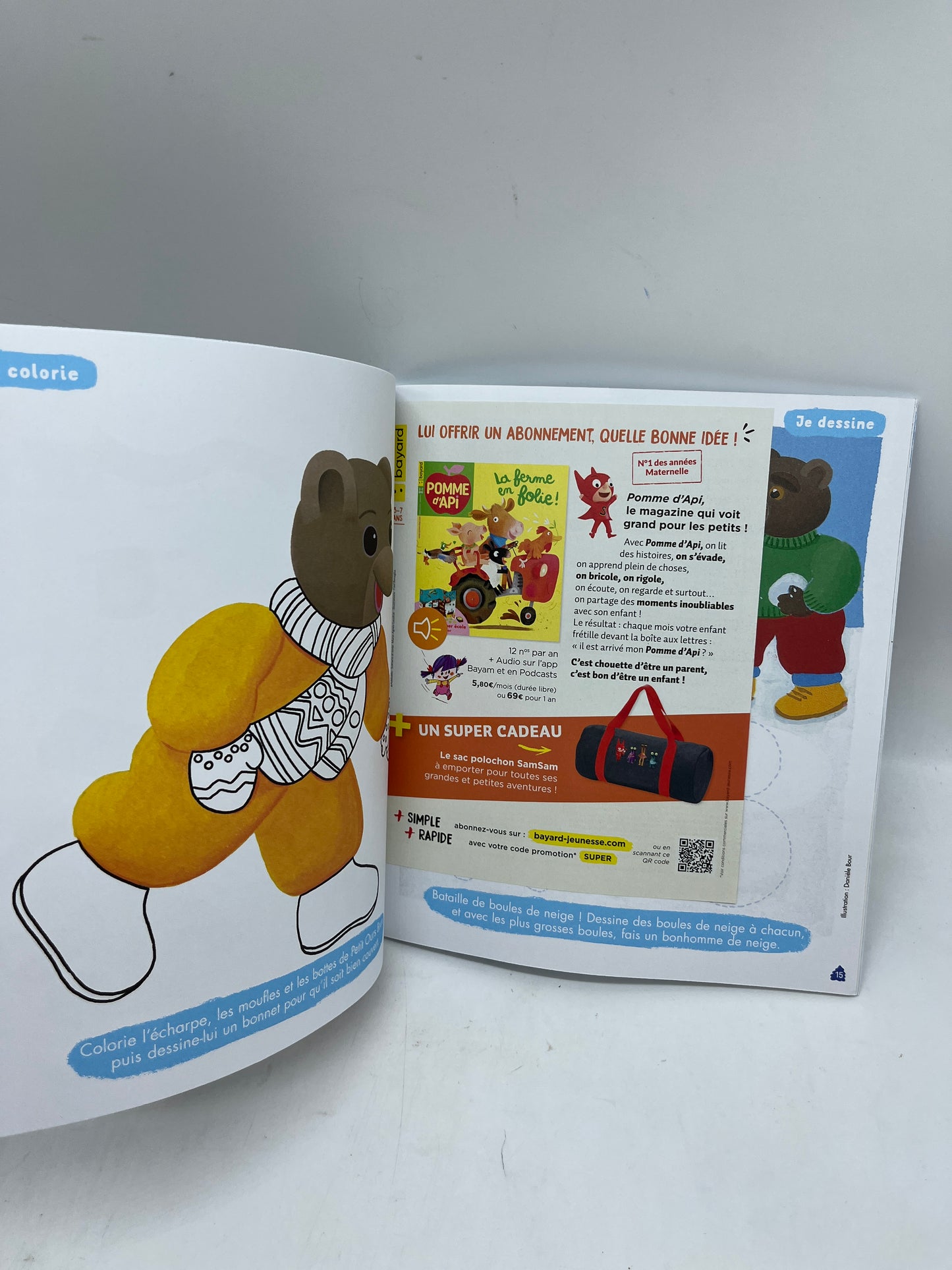 livre d’activite magazine Pomme d’api mon cahier de jeu Hiver Neuf avec ses crayons