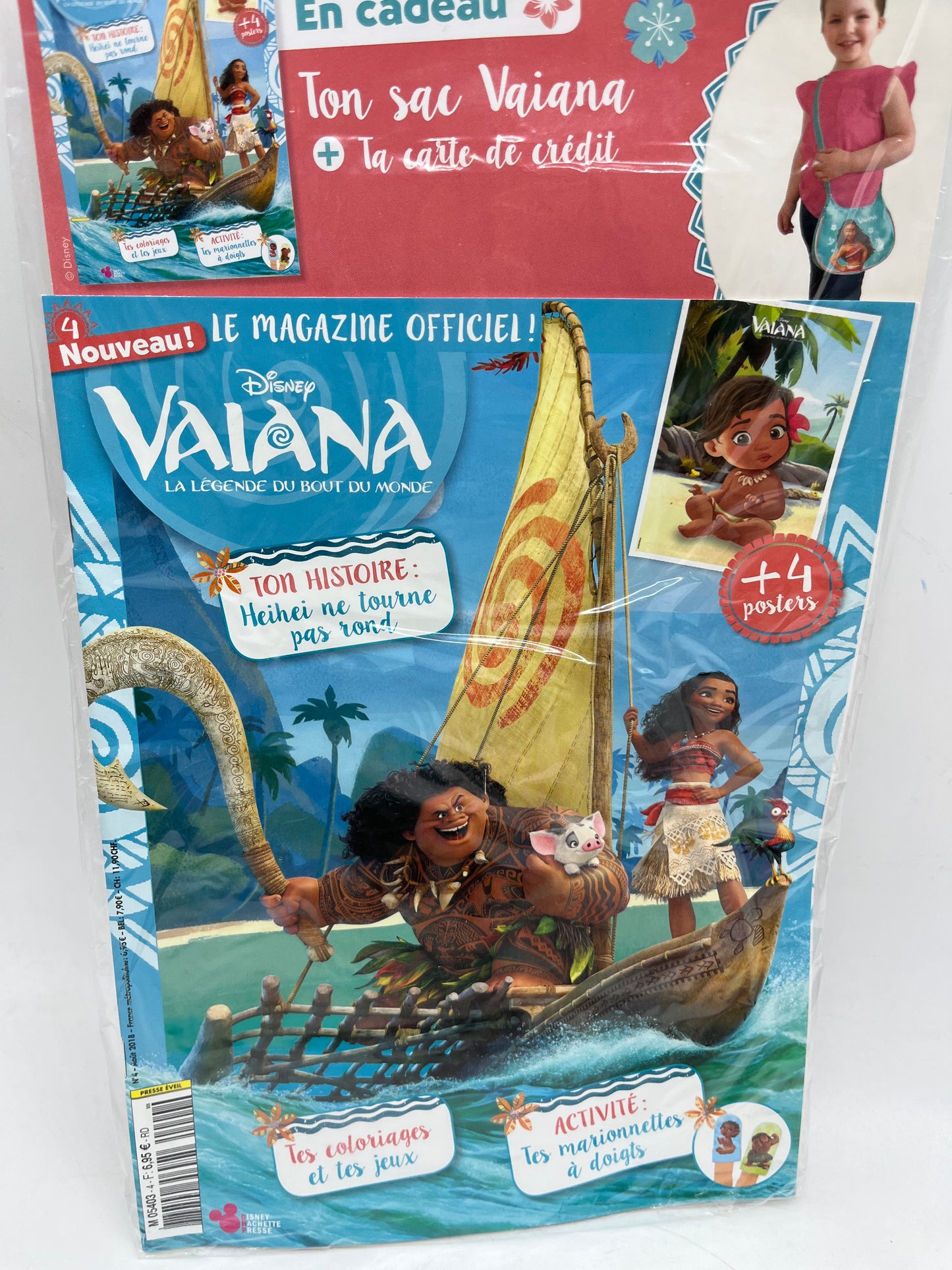 Livre d’activité Magazines Disney princesse Vaiana avec son petit sac à main et sa carte de crédit Neuf