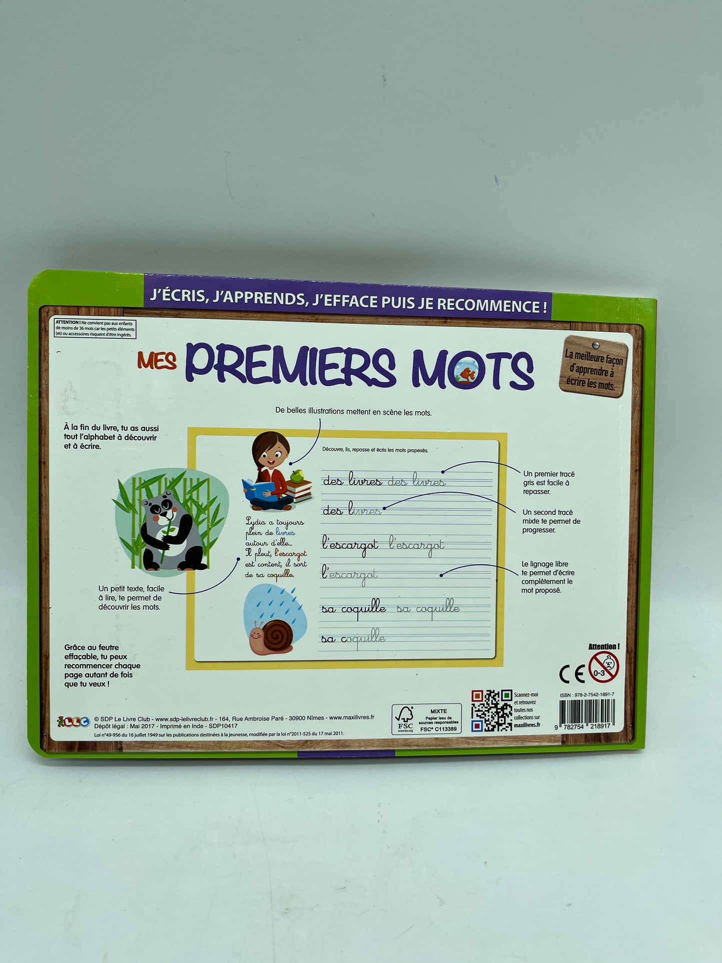 Ardoise avec son marqueur j'apprends à tracer mes premiers mots Neuf Methode Boscher Spécial maternelle
