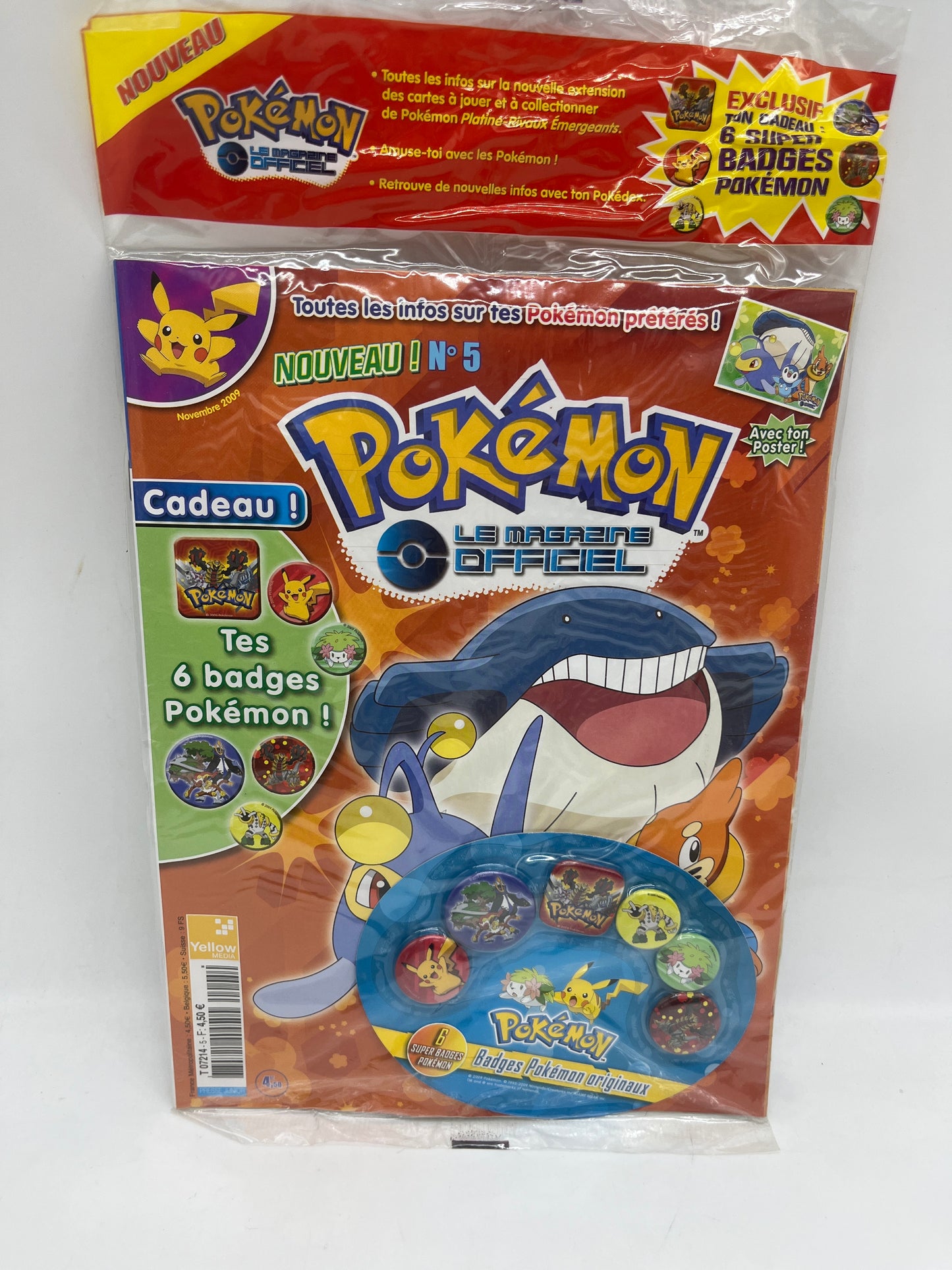 Livre d’activité Magazine POKEMON le magazine officiel avec ces 6 magnets modèle rouge ancien version NEUF