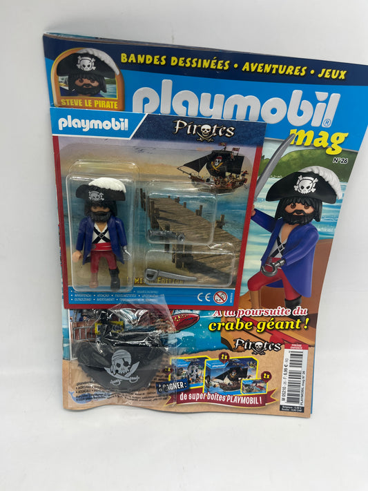 Livre D’activité magazine Playmobil  mag presse avec sa figurine Steven le pirate jamais ouvert Neuf