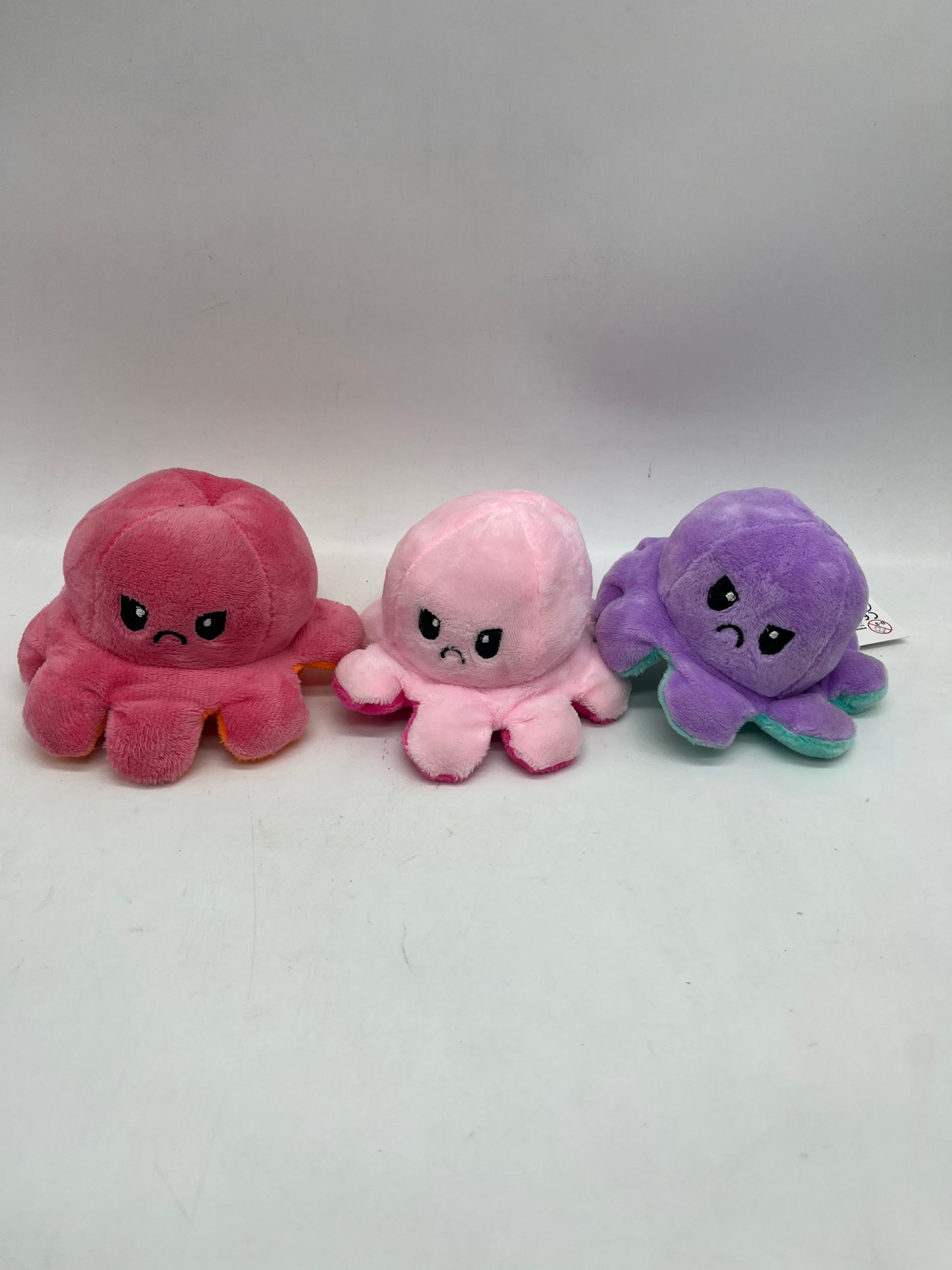 Lot de 3 peluches pieuvre poulpe Figurines réversible emoji émotions Neuf