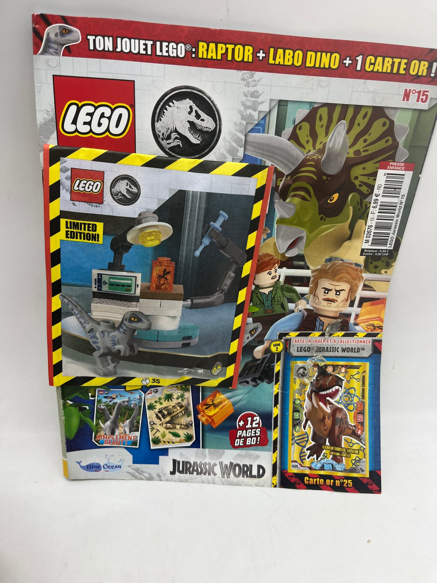 livre d’activité Magazine Lego Jurassic World avec sa mini figurine Raptor et son labo Dino  Numéro 15 neuf sous blister
