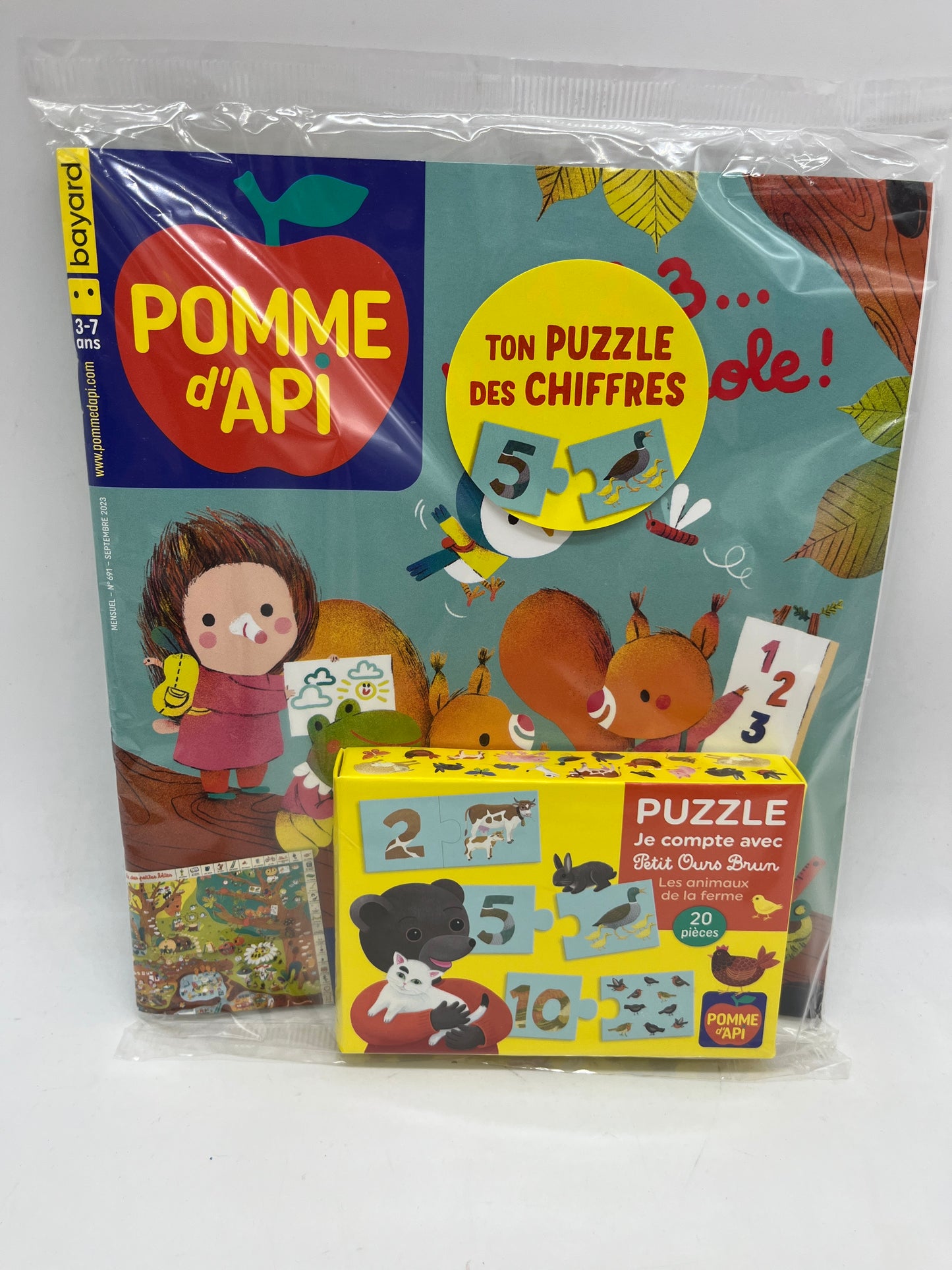 livre d’activite magazine  Pomme d’api Thème  son puzzle je compte avec Petit Ours brun Neuf