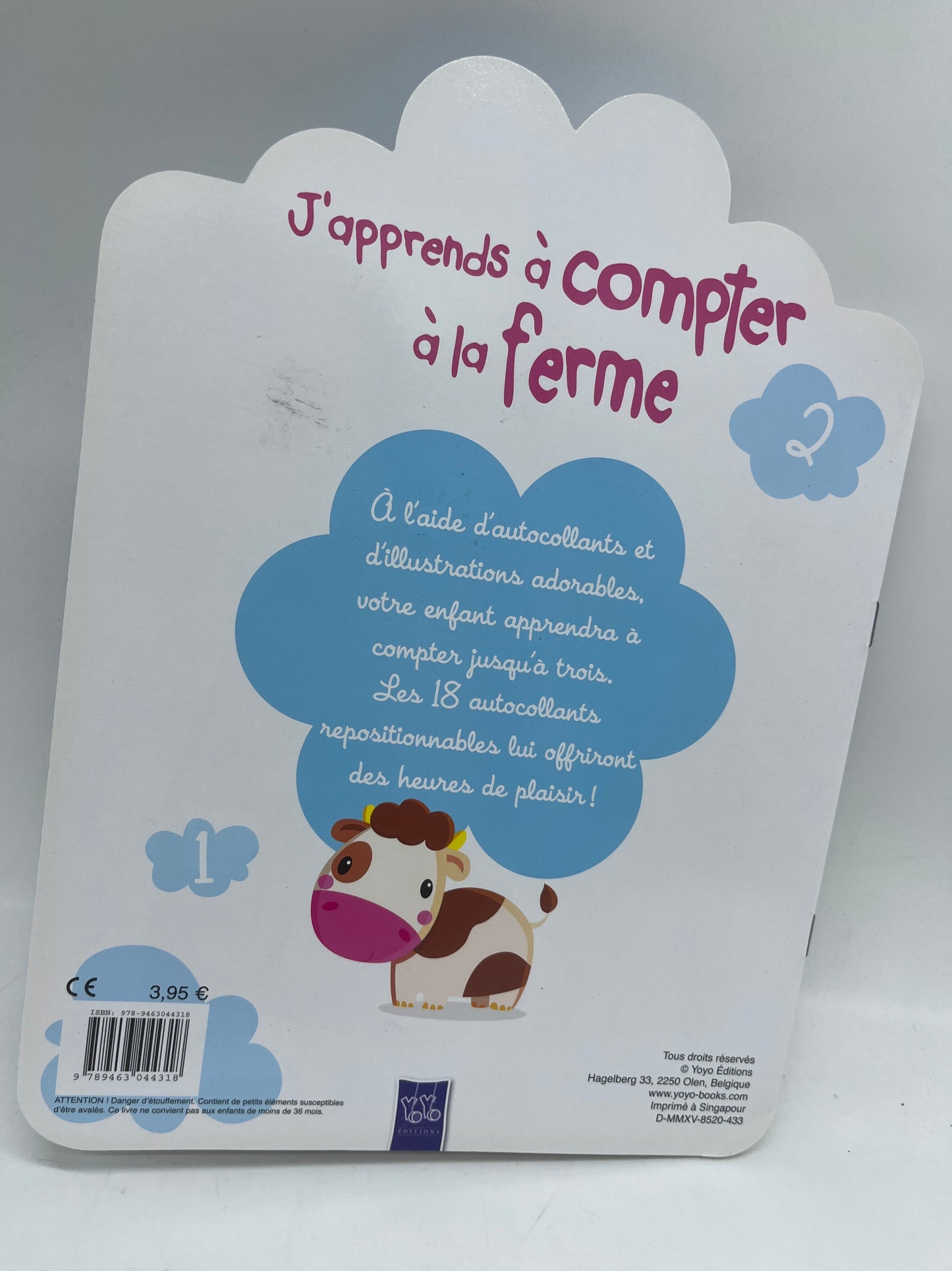 Livre d’activité Magazine J’apprends les nombre 1 ans et plus modèle à la ferme  avec autocollant repositionnable Neuf