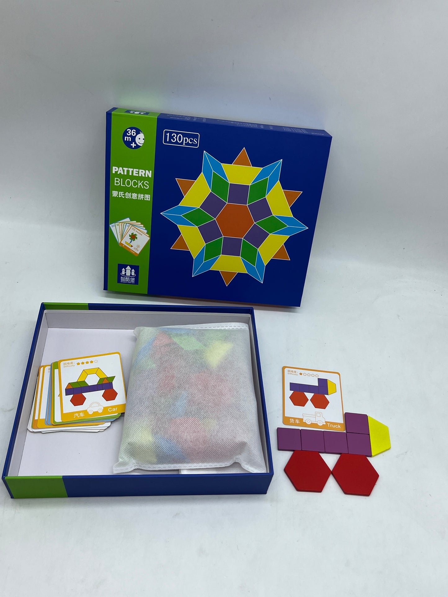 Jouet jeu activités apprentissage 
Puzzle en bois Type Montessori Tangram Géométrie motif couleur forme avec ces 130 pièces en bois Neuf