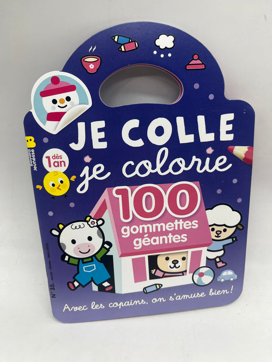 Livre d’activité Magazine Je colle je colorie thème Avec les copains !  Avec imagier Lola Meuh neuf