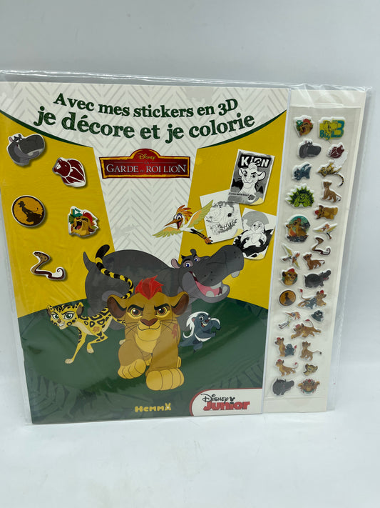 Livre d’activité  Magazine Disney La garde du Roi Lion avec son décor ces stickers 3D  Neuf