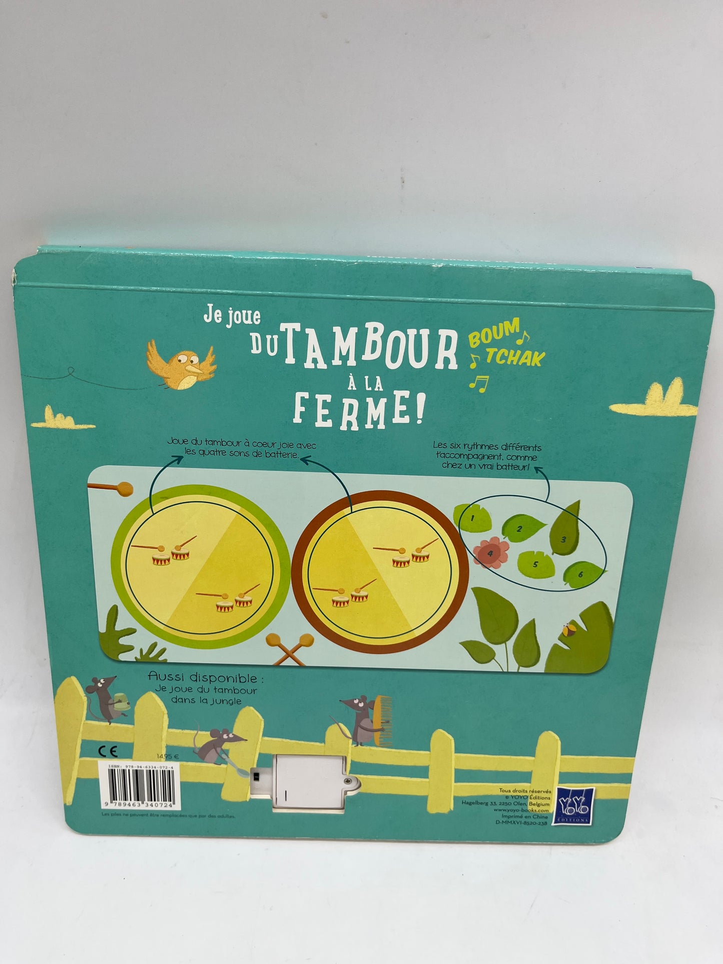 Livre Sonore Musical Joue du tambour à la ferme Neuf Yoyo édition Jeunesse