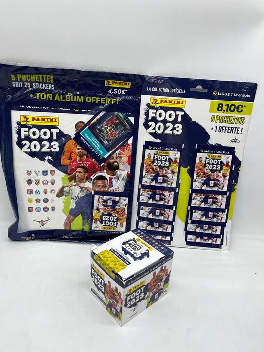 Starter pack Démarrage Panini stickers autocollants foot 2023 album +multipack de 10 pochettes + Display de 50 pochettes Neuf
