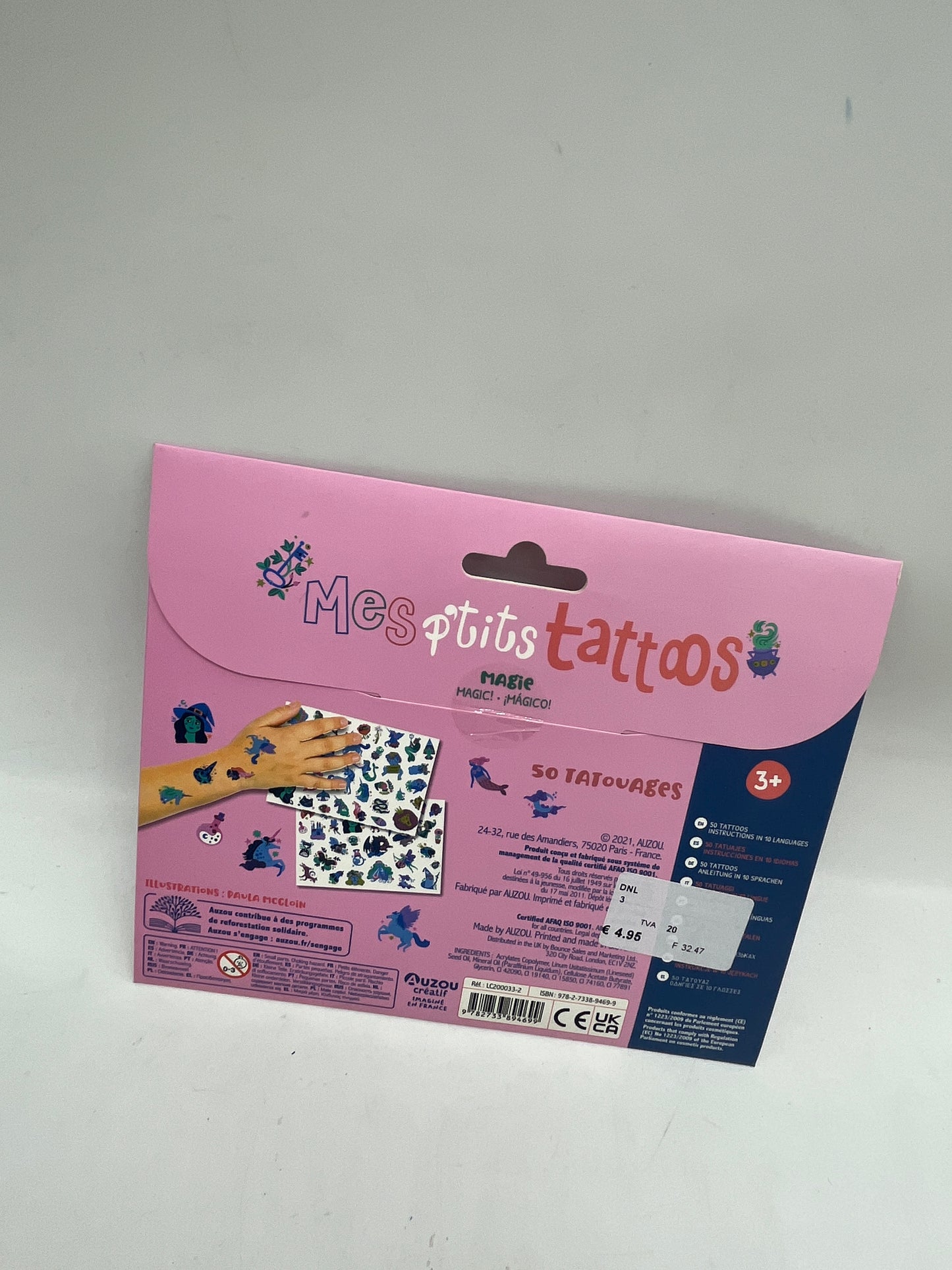 Pack de  Mes p’tits tatouages 50 tattoos Auzou thème Magie Neuf