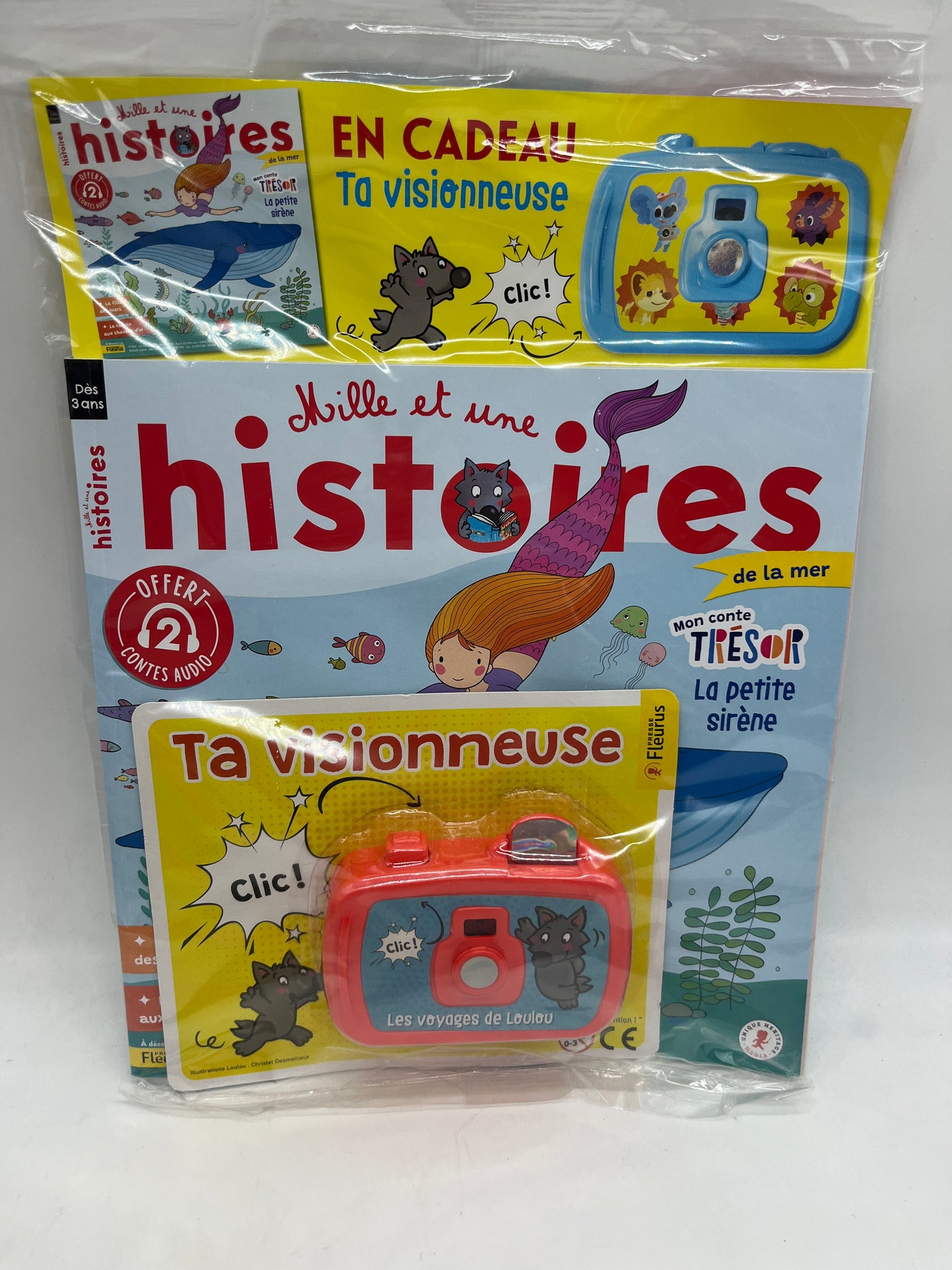 Livre d’activité Magazine Milles une histoire avec ses contes à lire et à écouter thème à la mer avec sa visionneuse Neuf !