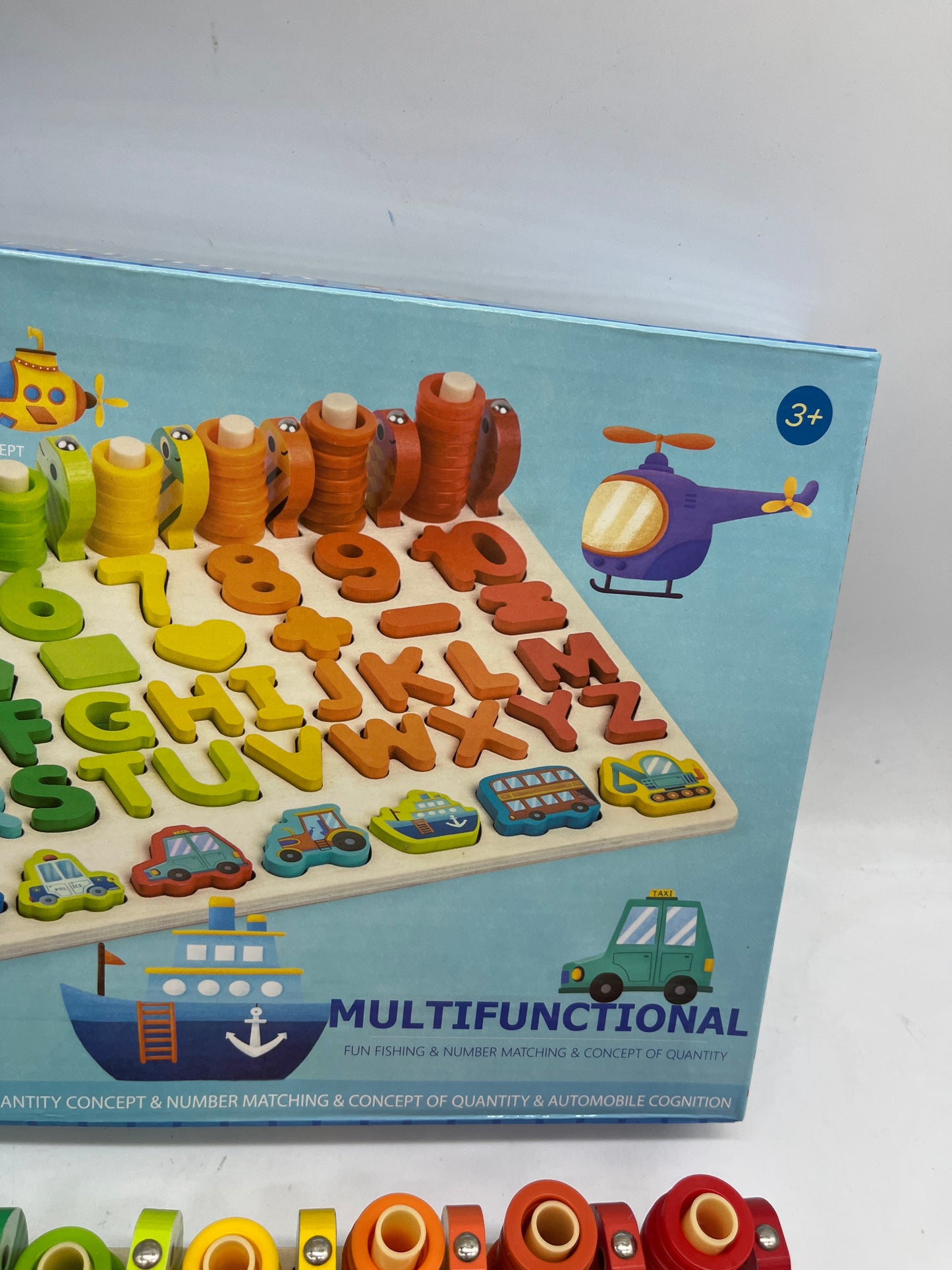 Jouet jeu activités apprentissage Puzzle en bois Type Montessori J’apprends à compter les chiffres les formes les lettres l’alphabet Les véhicules Pêche aux poissons Neuf