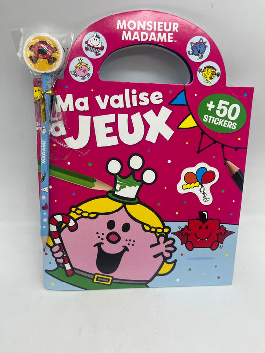 Livre d’activité Magazine Ma valise à jeux spécial Monsieur Madame avec son crayon Neuf