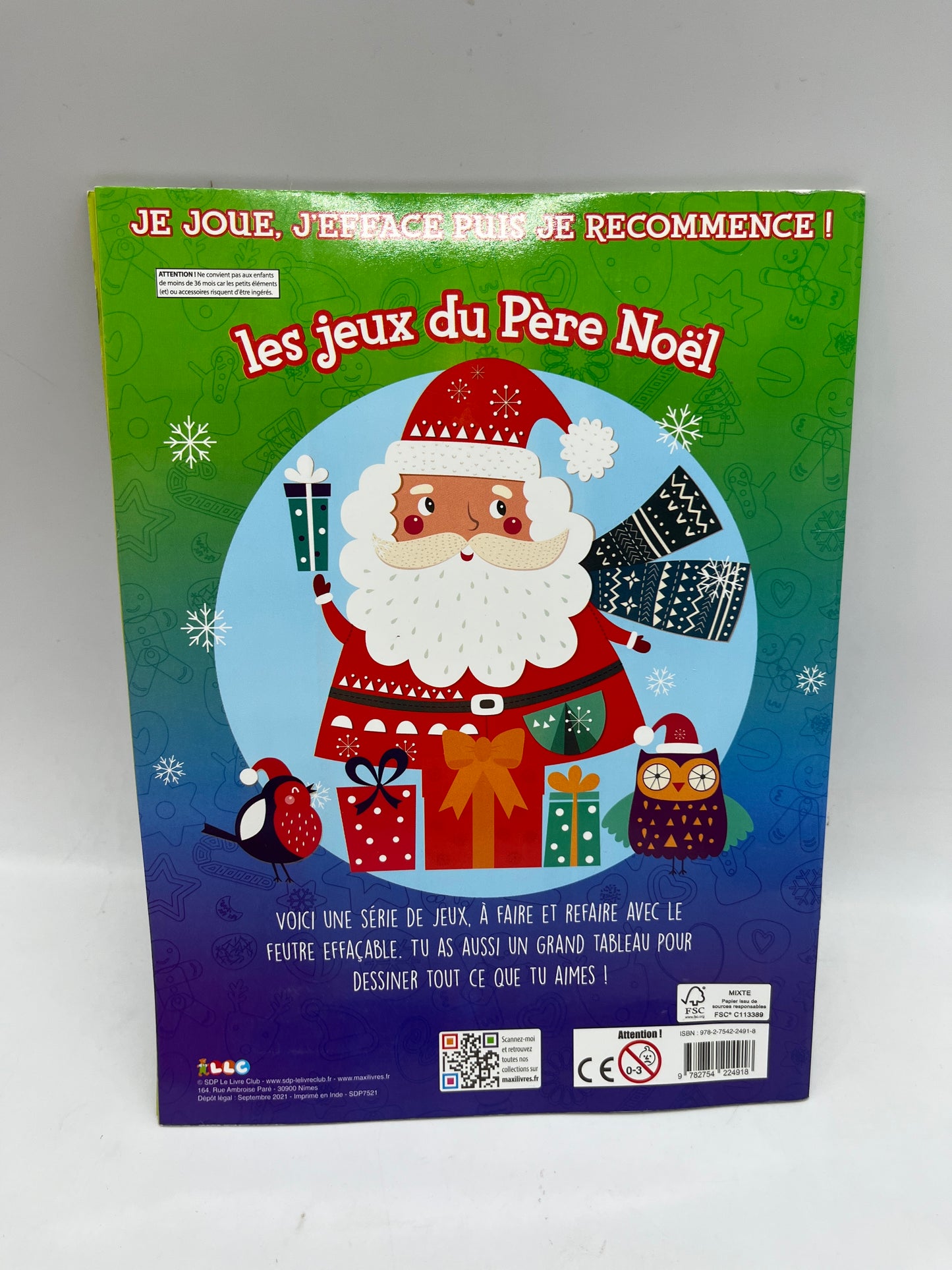 Livre d’activités Spécial Noël avec son feutre effaçable Les jeux du Père Noël Neuf