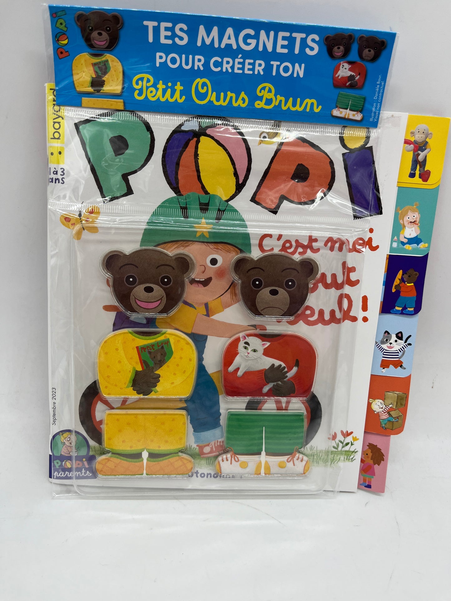 livre d’activité Magazine POPI  avec son petit ours brun aimanté Neuf !