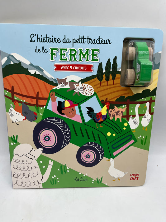 Livre À la ferme L’histoire du petit Tracteur de la ferme avec son tracteur en bois et 4 circuits Neuf