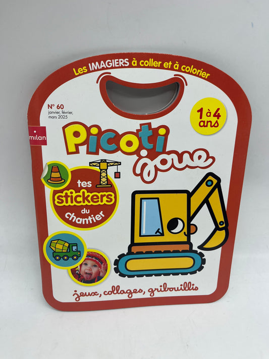 Magazine Livre souple Picoti théme des engins avec gommettes coloriage histoires Neuf