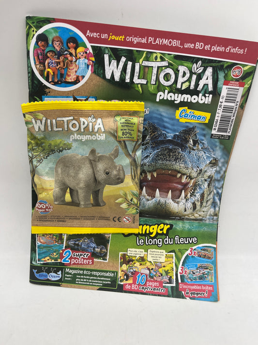 Livre D’activité magazine Playmobil Wiltopia avec sa figurine Rhinocéros jamais ouvert Neuf