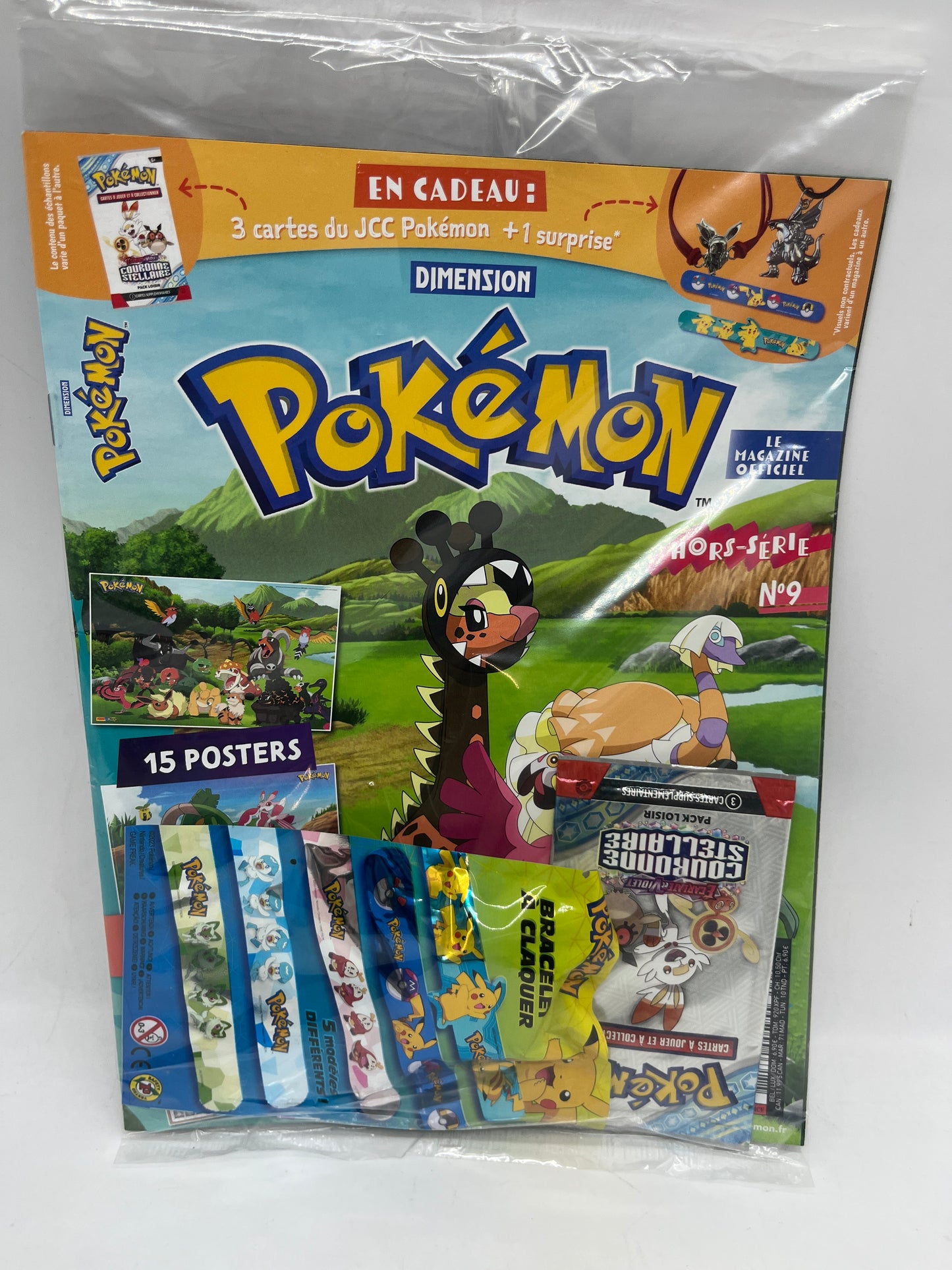 Livre d’activité Magazine Pokémon Hors series avec son bracelet Pokemon clap et son paquet de carte neuf