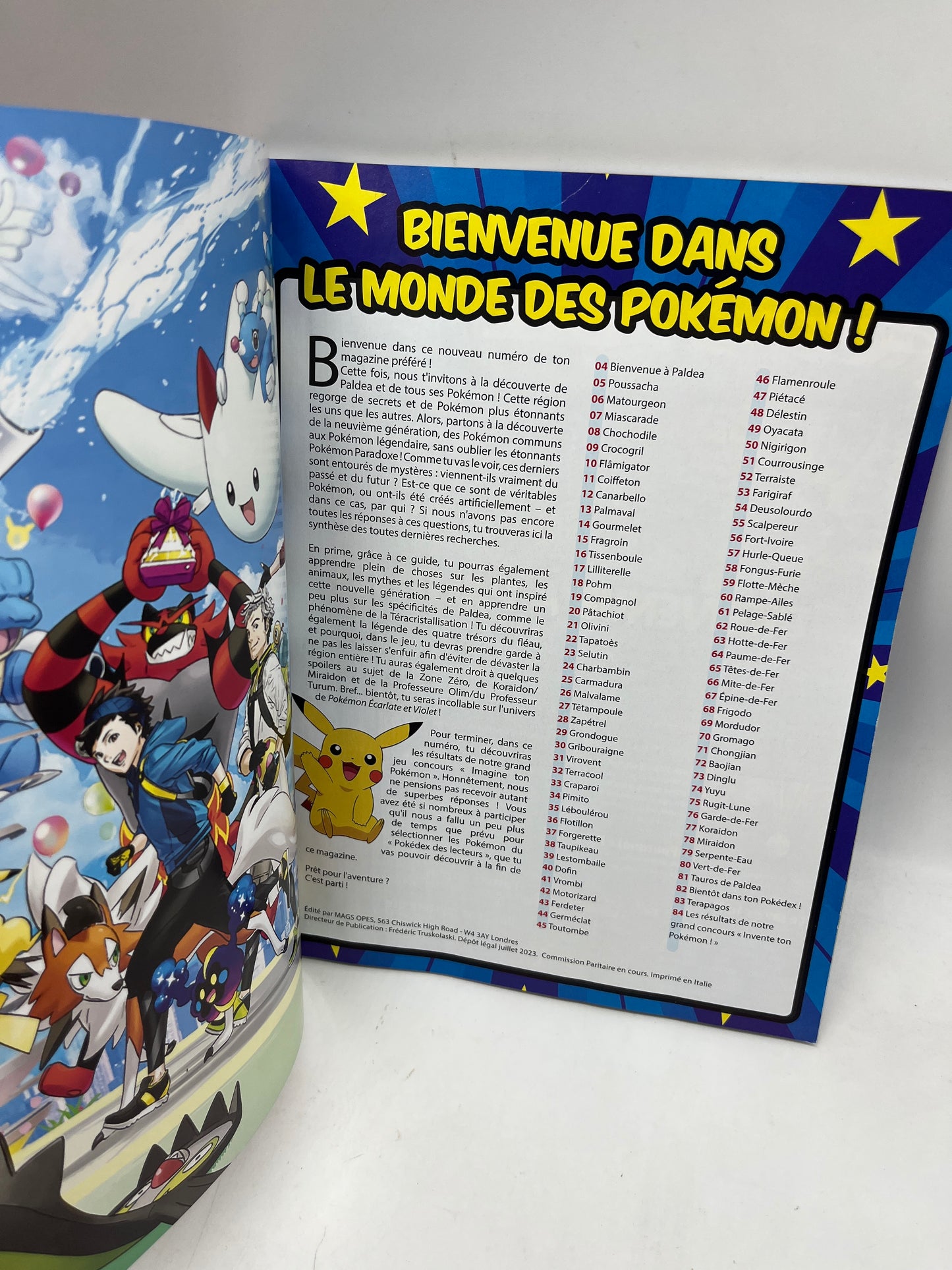 Livre d’activité Magazine Le Guide dès Pokémon de la région  de Paldéa Neuf