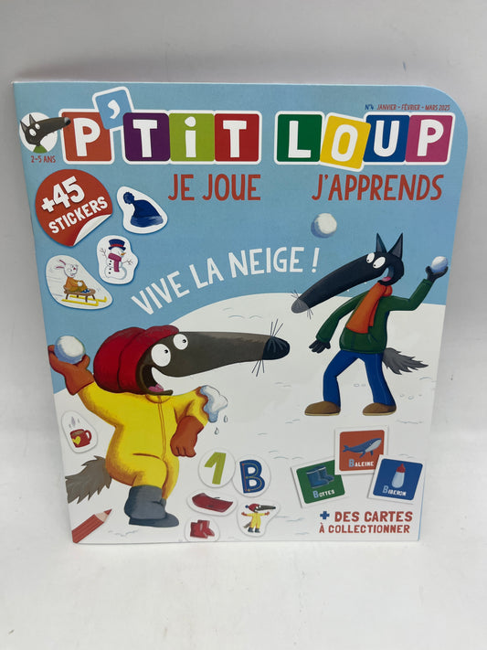 Livre d’activité magazine je joue j’apprends avec P’tit Loup Vive la neige  !  Neuf ! Avec gommettes et imagier