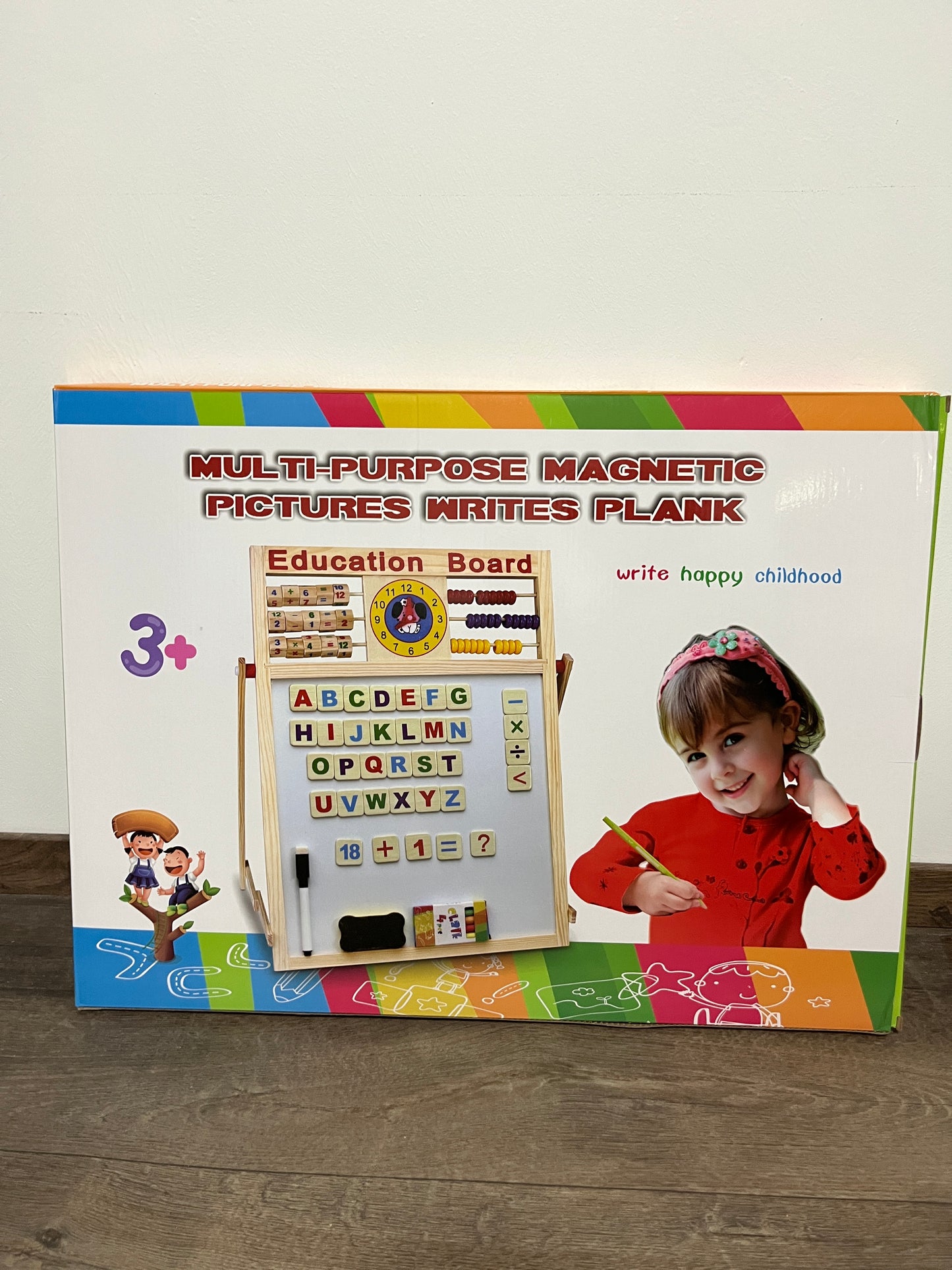 Jouet jeu activités apprentissage Tableau double face craie et magnétique Montessori J’apprends à compter les chiffres les formes les lettres l’alphabet tout inclus avec pied en bois Neuf