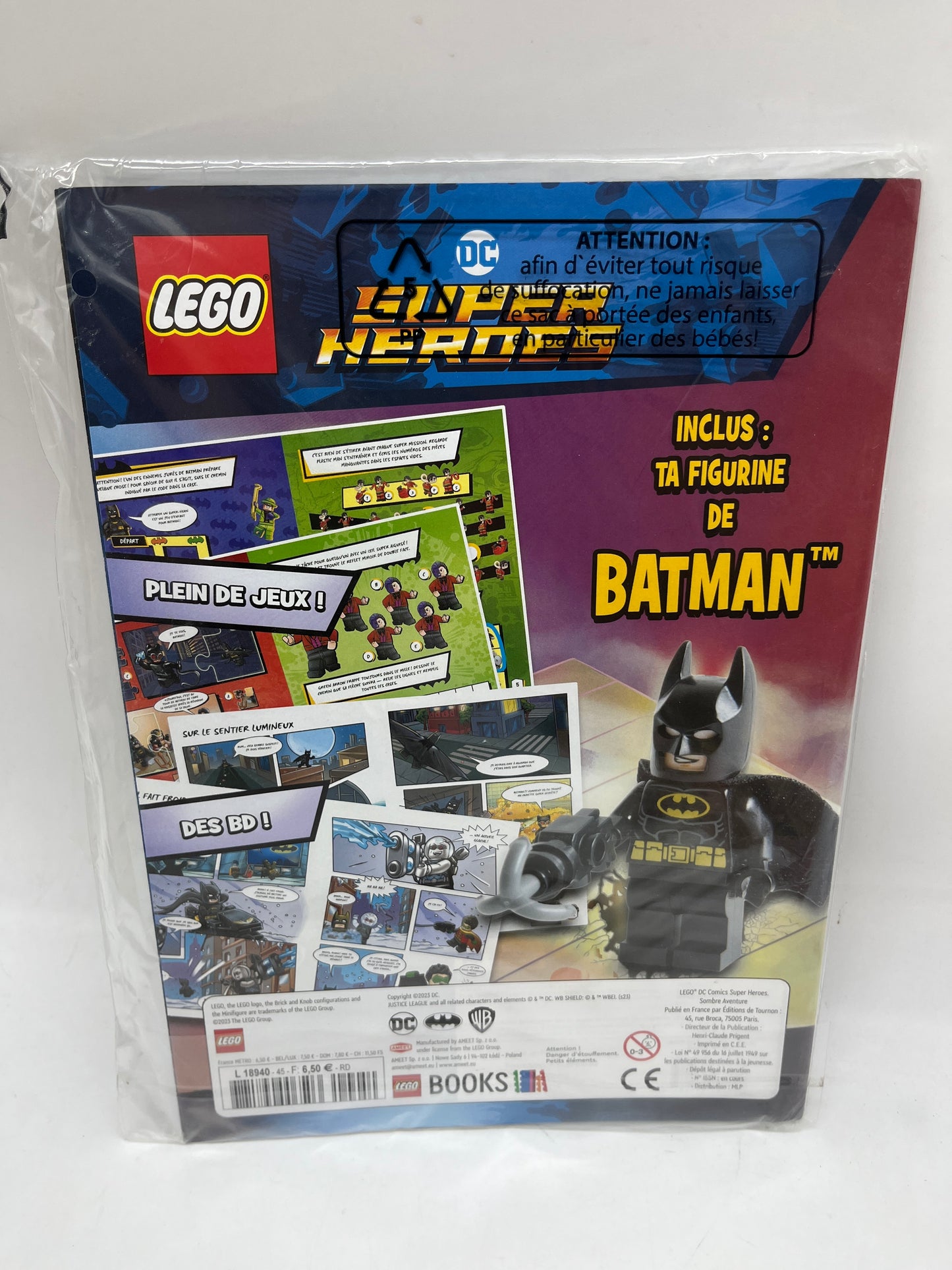 Super héros livre d’activité Magazine Lego Batman avec sa minifigure Batman  Neuf !