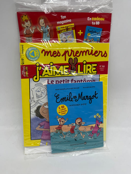 Livre d’activité Magazine mes premiers J’aime lire histoire à lire et à écouter numéro 263Juillet 2024 avec son carnet d’été  !