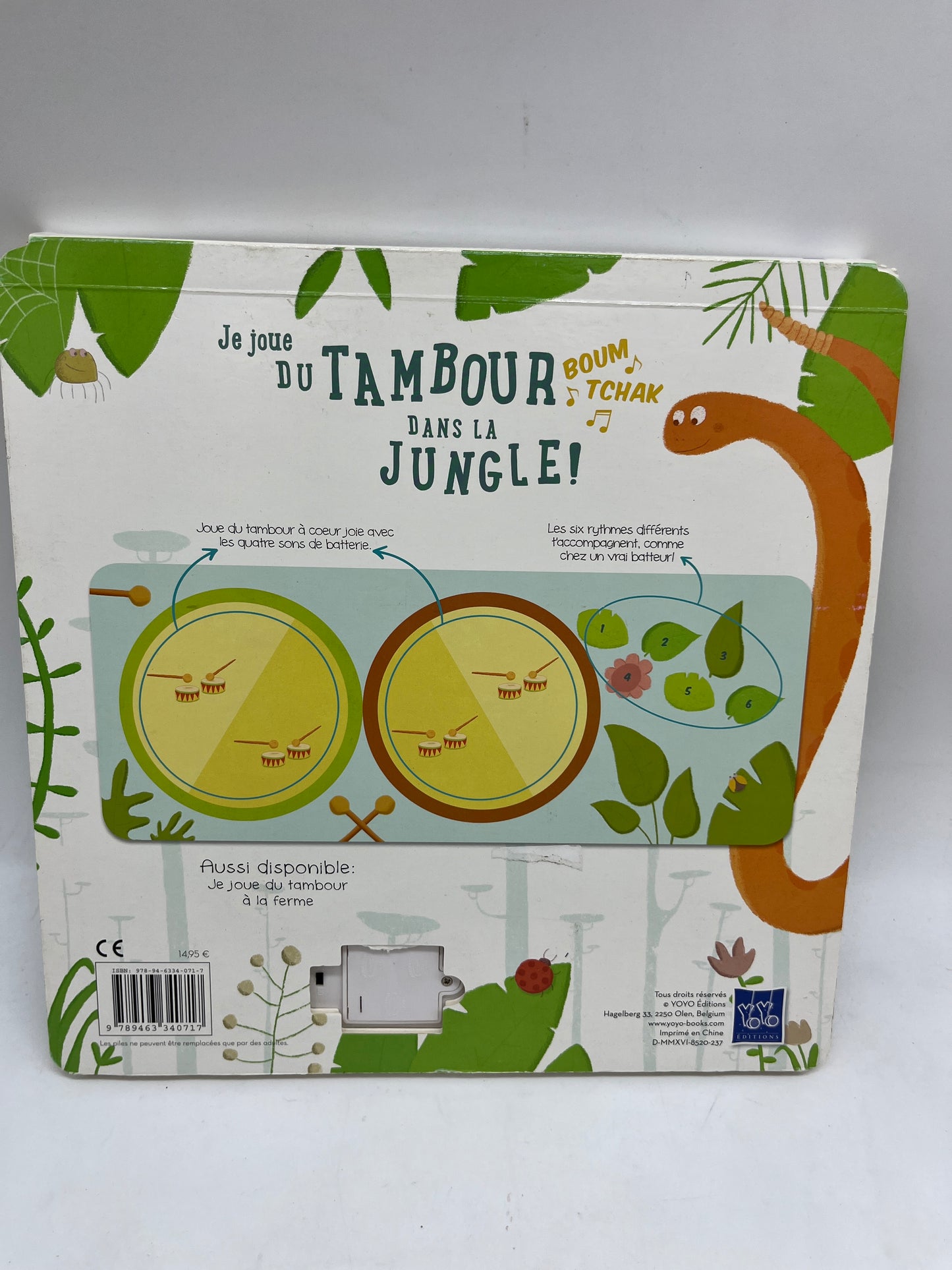 Livre Sonore Musical Joue du tambour dans la jungle Neuf Yoyo édition Jeunesse