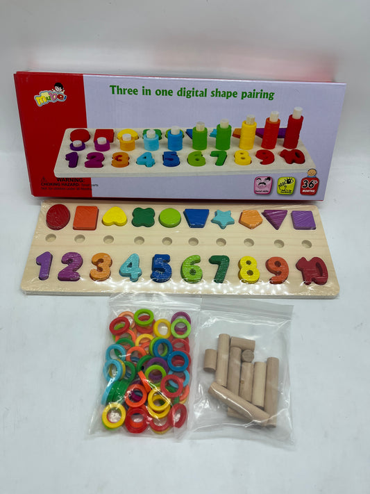 Jouet jeu activités apprentissage Puzzle en bois Type Montessori J’apprends à compter les chiffres et les formes et les couleurs Neuf