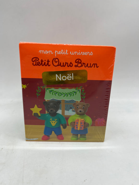 Coffret Mon petit Univers Petit Ours brun Thème Noël avec son décor et ses 2 figurines Neuf sous blister