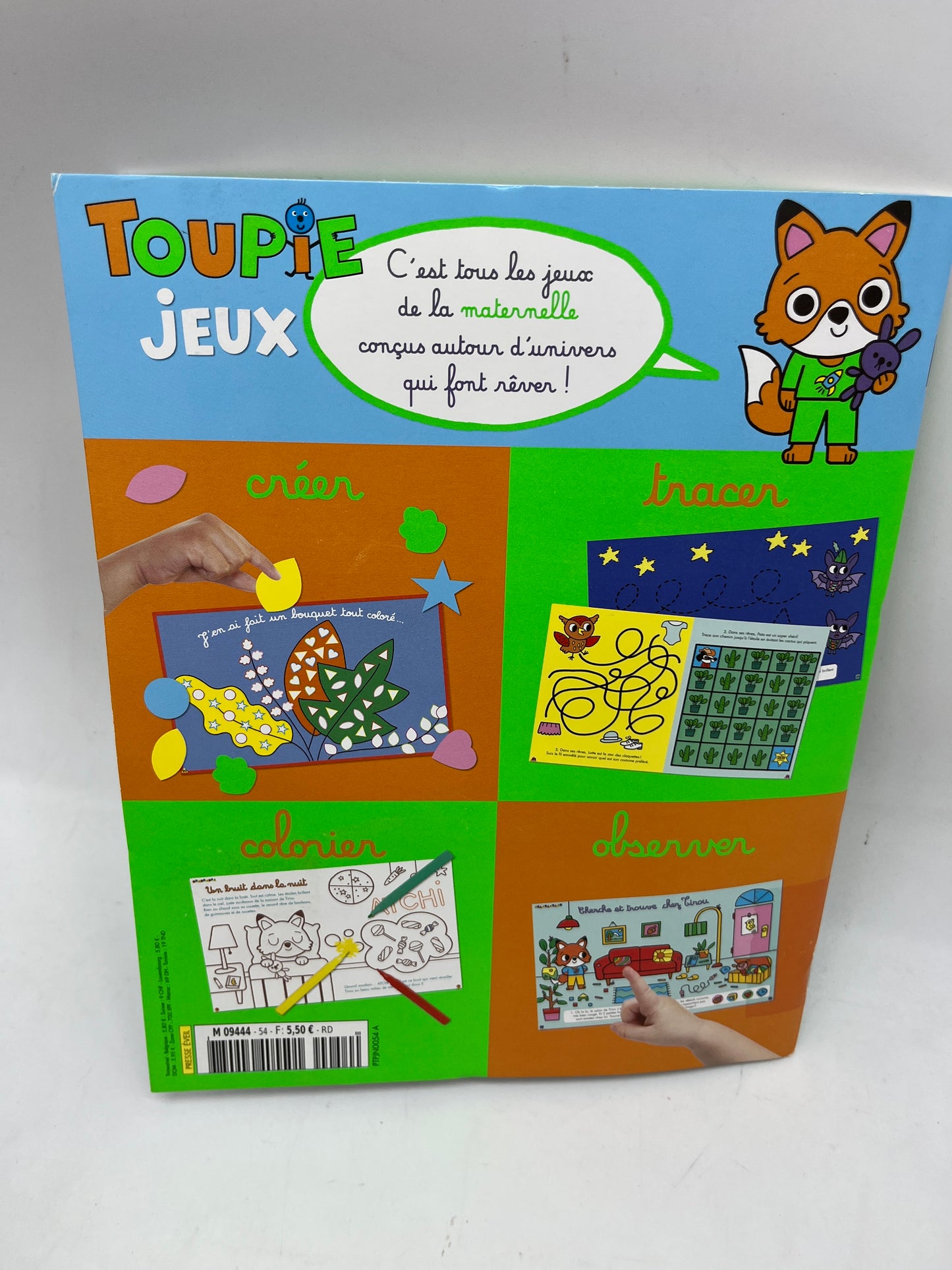 Livre d’activité Magazine TOUPIE les jeux de l’école avec ses 130 gommettes Tirou le renard  Neuf