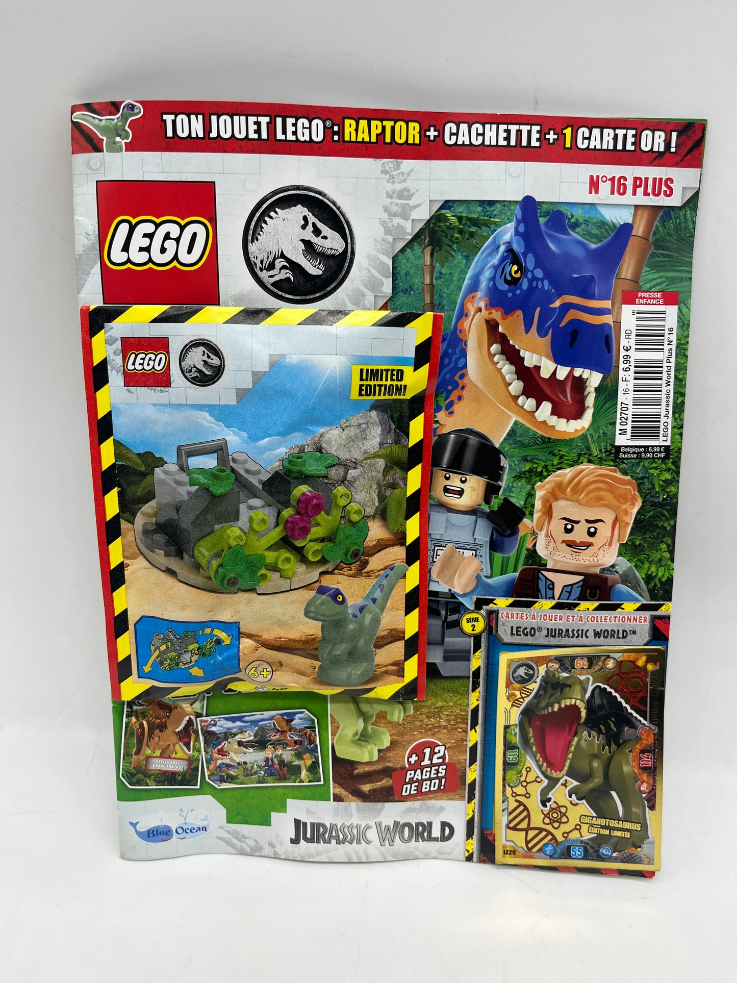 Livre d’activité Magazine Lego Jurassic World avec sa mini figurine  Raptor + sa cachette Numéro 16 plus neuf sous blister