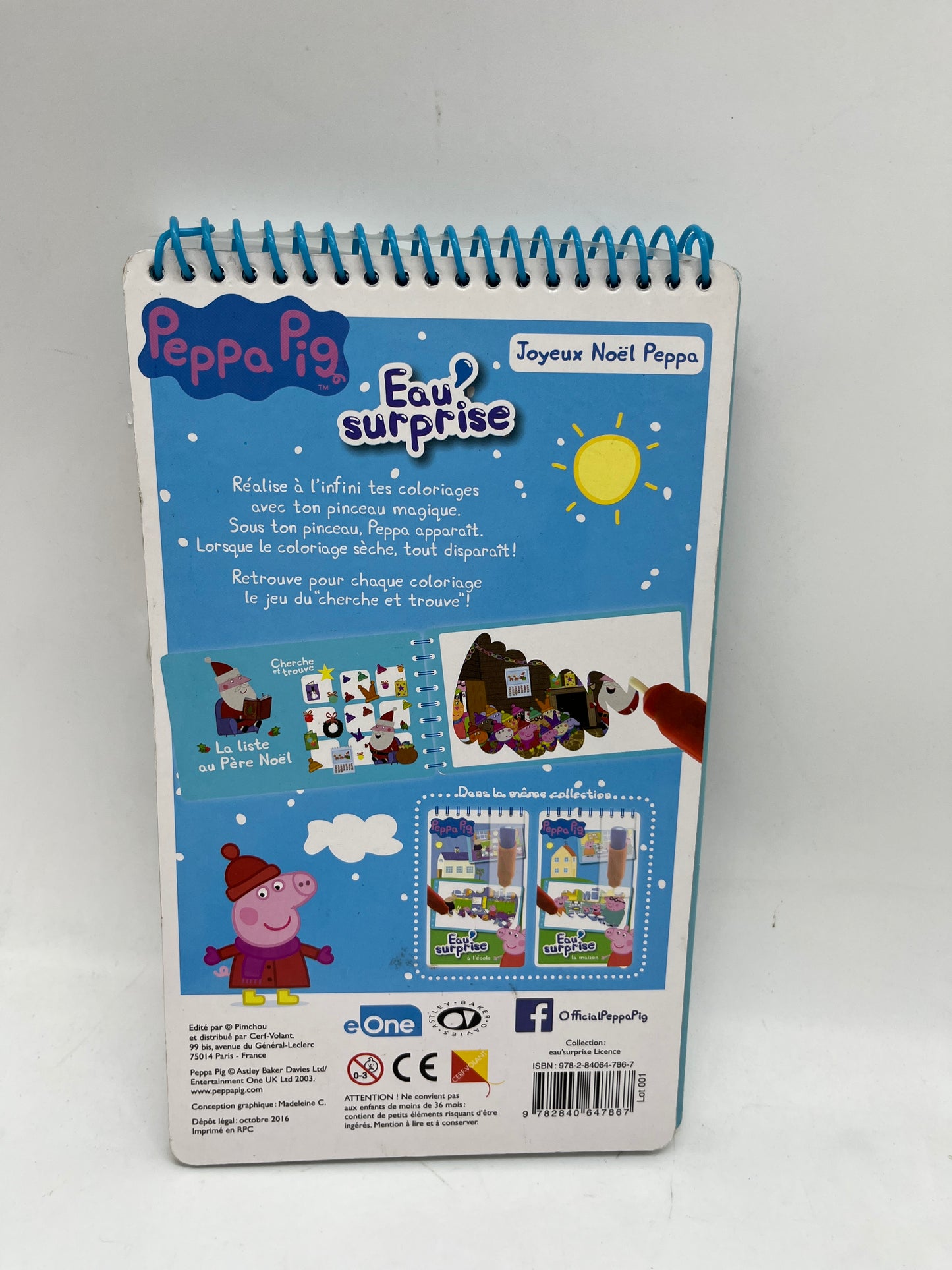 livre d’activité Eau surprise Peppa pig  avec son stylo adapté aux petites mains thème Noël