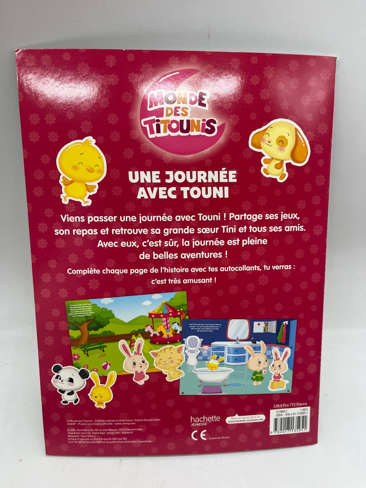 Livre d’activité magazine Une journée avec Titouni Avec gommettes et imagier Neuf