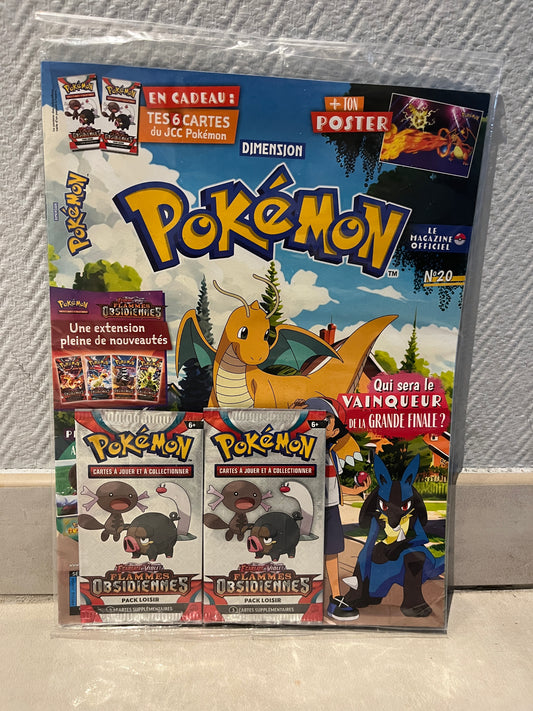 livre d’activité Magazine Pokemon numero 20 avec ses 2 paquets de cartes écarlate et Violet Flammes Obsidiennes Neuf !