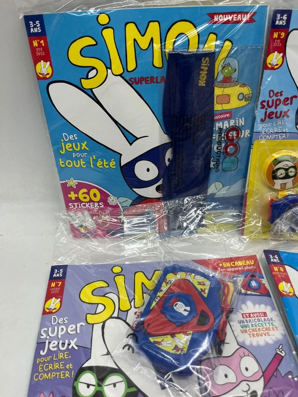 Lot de 4 magazines livres d’activités Simon SuperLapin avec ces accessoires Neuf &nbsp;