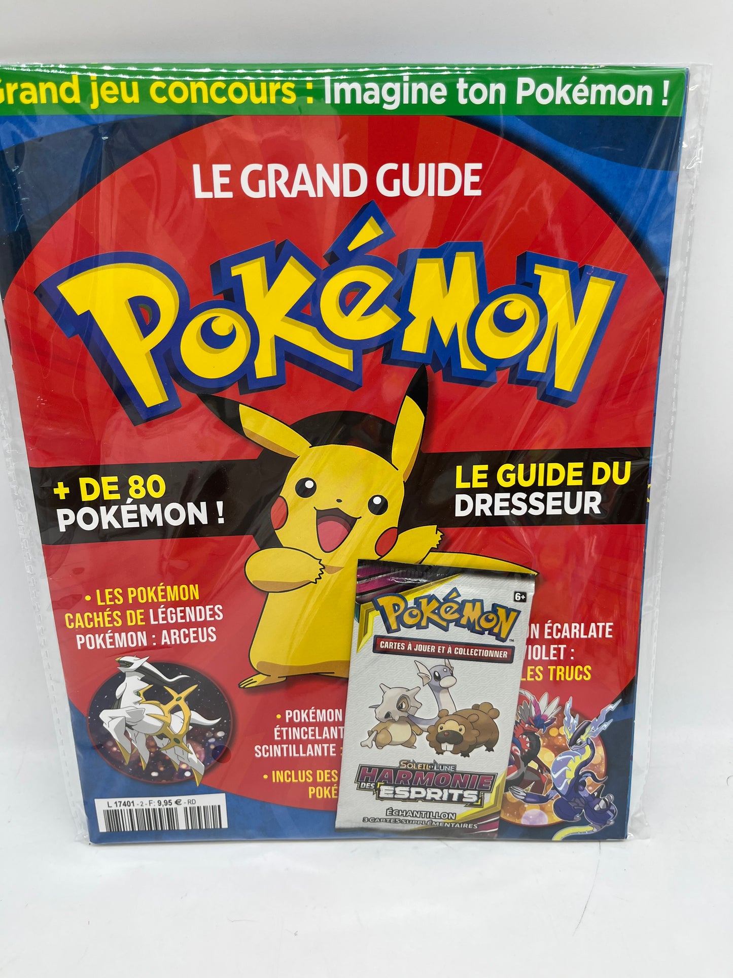 Livre d’activité Magazine Le grand guide Pokémon le guide du dresseur avec + de 80 pokemon  avec son paquet de carte soleil et lune Harmonie des esprits Neuf !!