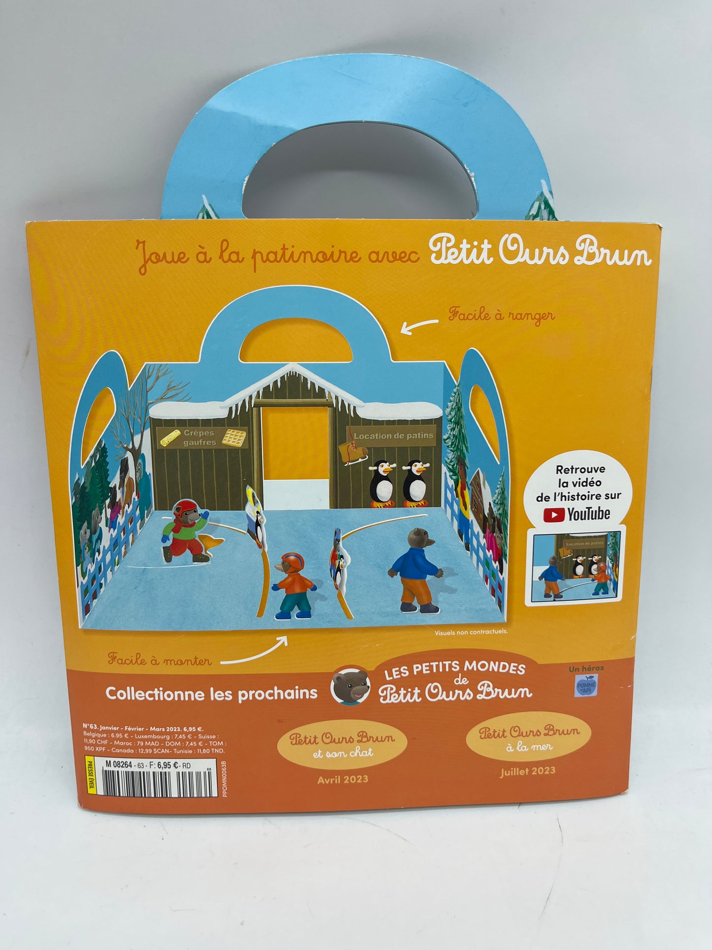 Livre d’activité Magazine  Les petits mondes de Petit Ours brun modèle Hiver à la patinoire avec ses 2 figurines Neuf