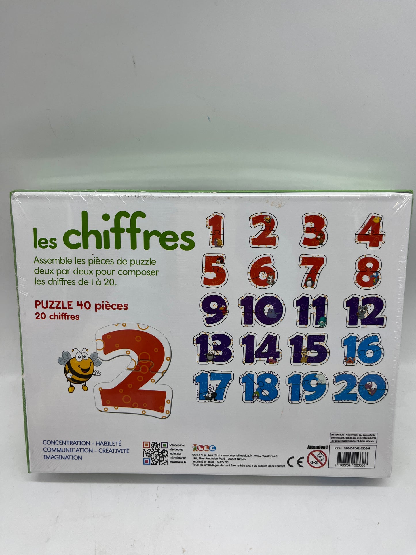 Jeu  de société Puzzles de 40 pièces Les Chiffres   20 chiffres Jeu de concentration et observation Neuf
