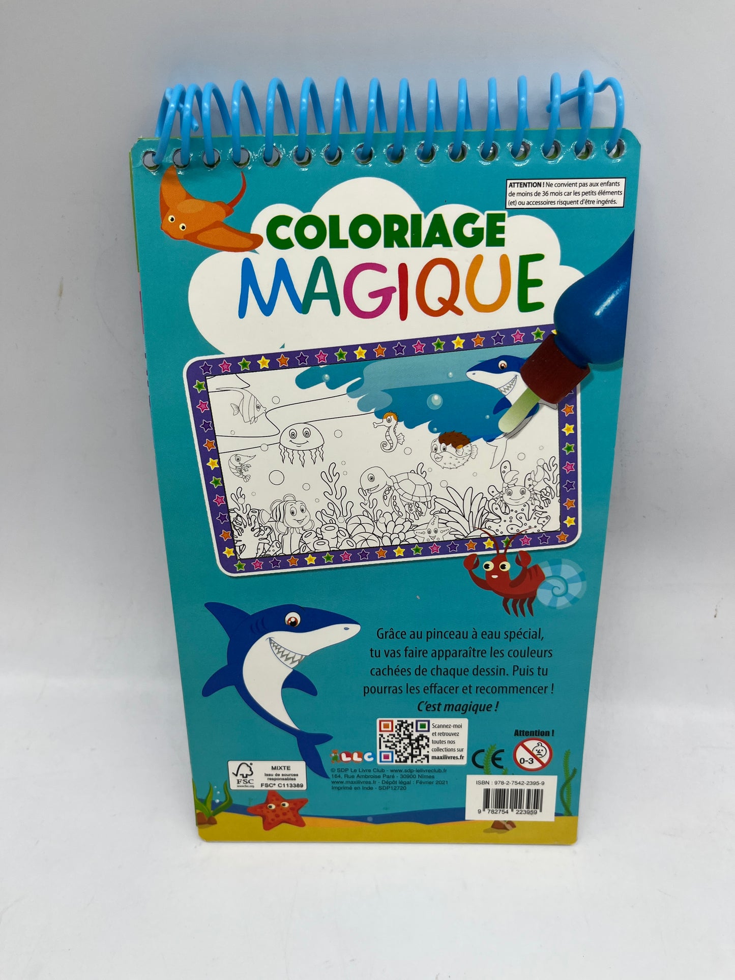 livre d’activité Eau surprise Coloriage magique avec son stylo adapté aux petites mains thème le monde marin Neuf
