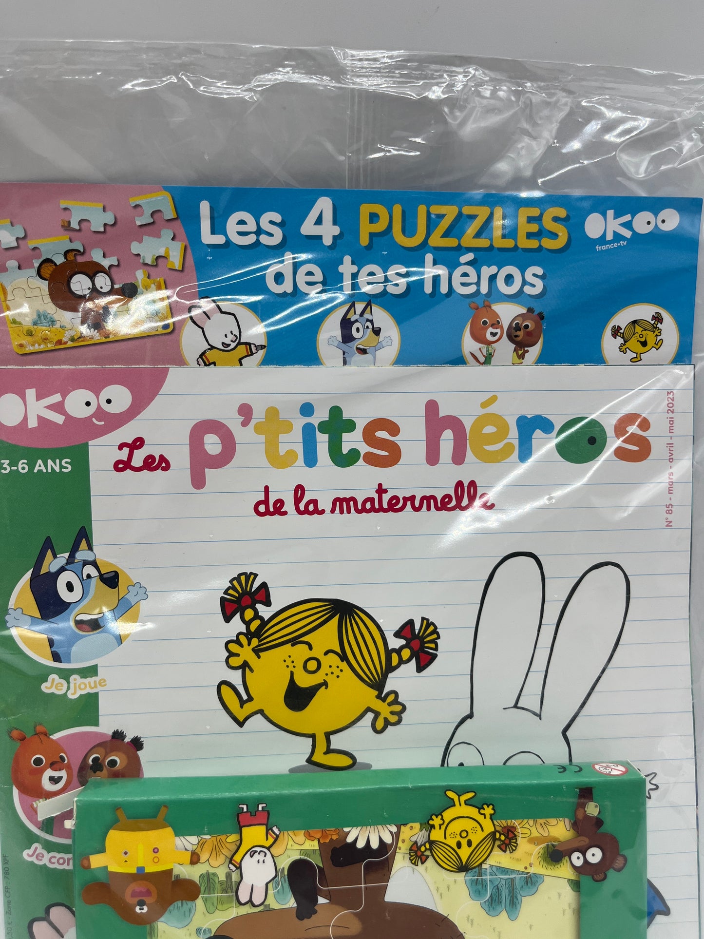 magazine livre d’activité   Des p’tit heros Okoo  Pig tchoupi zou avec ses puzzles spéciale maternelle Histoires jeux activtés !
